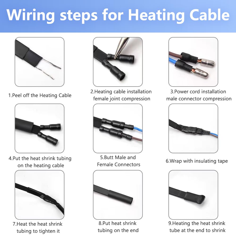 Heat Tape for Water Pipes - Self-Regulating Deicing Heating Cable (120V 8W/ft) - Freeze Protection for Roof Gutters & Pipes - Perfect for Winter Home & RV Pipe Maintenance