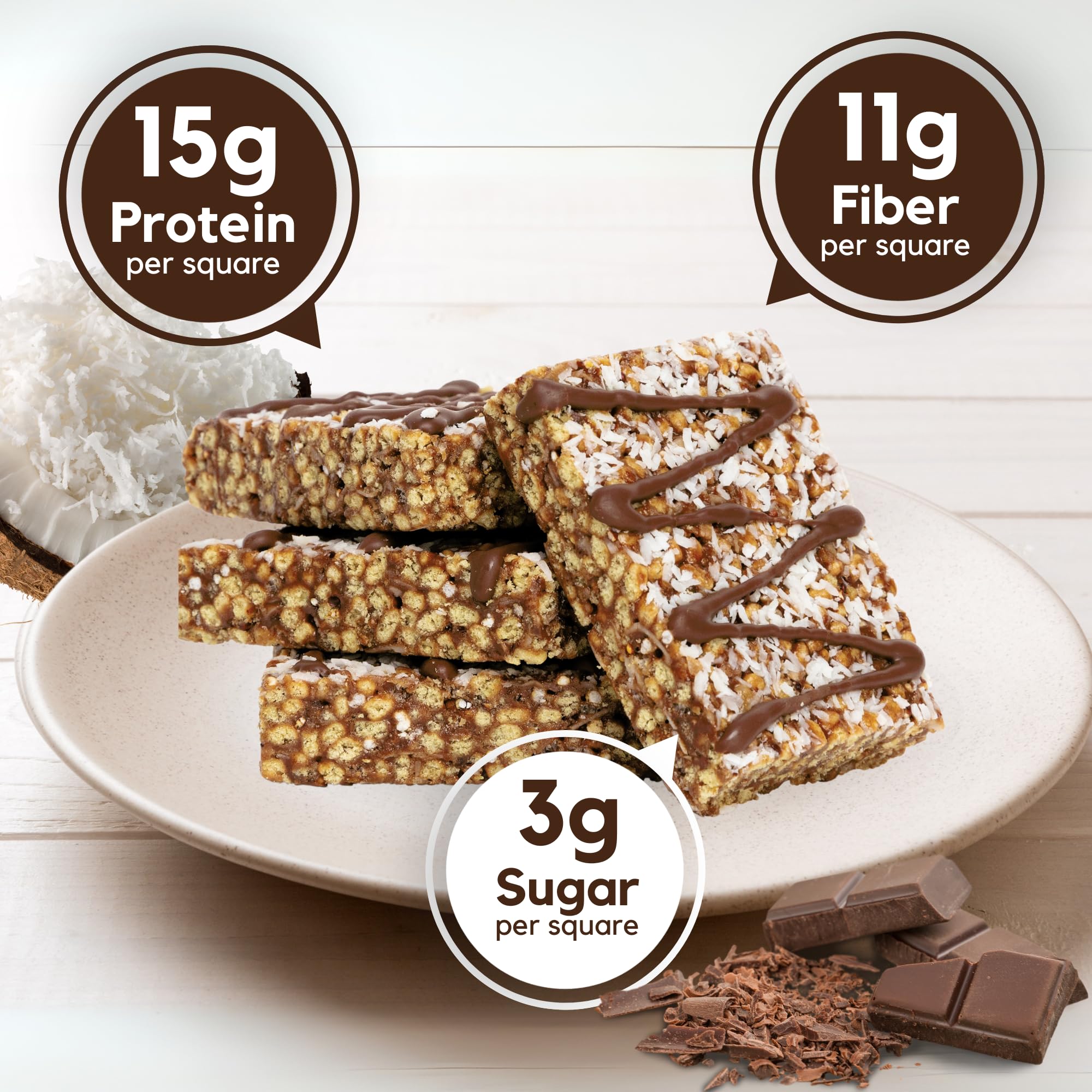 GoKrisp Energy Squares by Jimmy Sevigny - 12 Pack High Protein Pastry Snacks (15g Protein Each) | Delicious Chocolate Coconut Flavor | Nut-Free, Peanut-Free & Gluten-Free | Perfect for Gym, Hiking & On-the-Go Nutrition