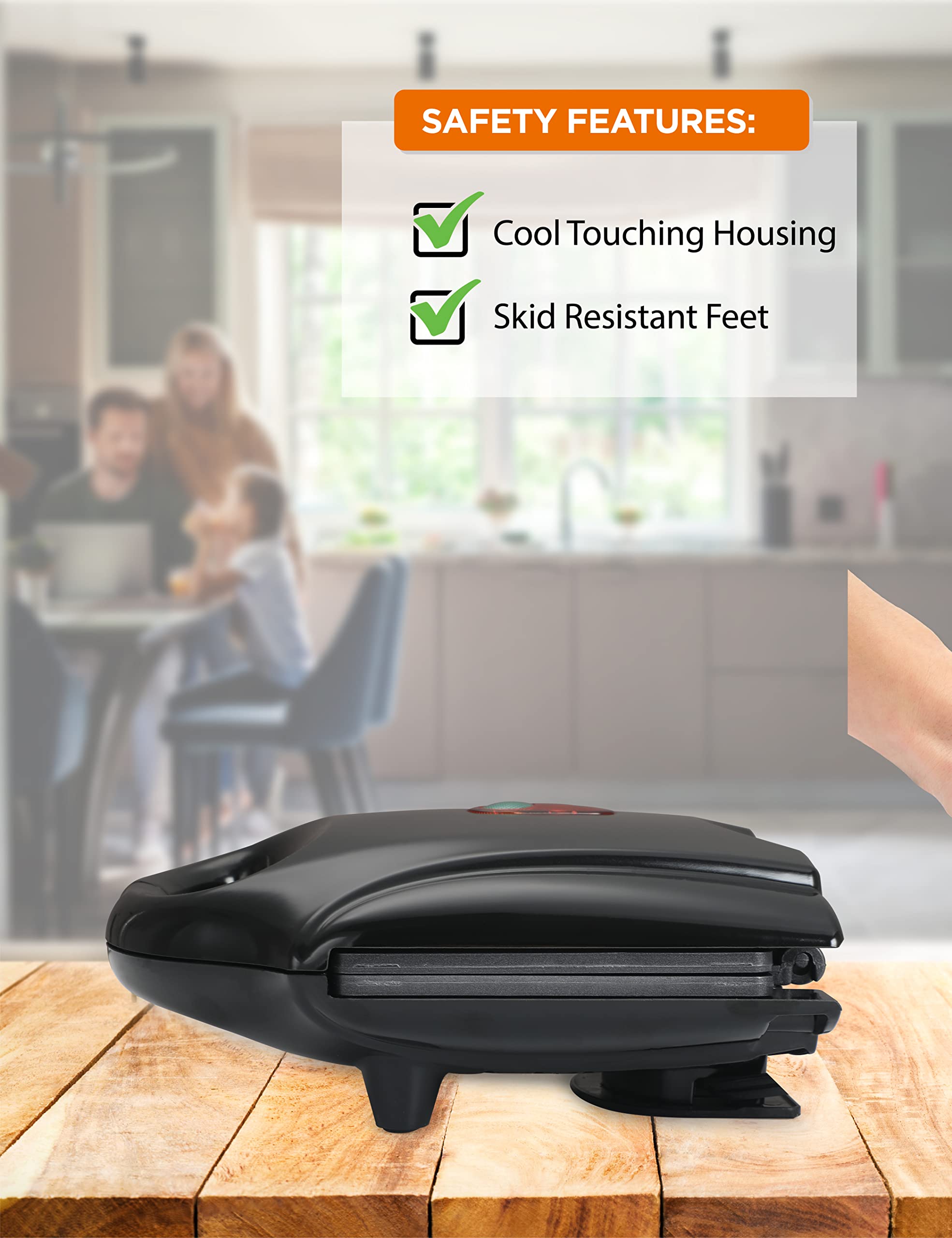 Commercial Chef Waffle Maker - Nonstick Mini Electric Waffle Iron with Cool Touch Housing & Power Light, Easy to Clean - Perfect for Breakfast Waffles, Pancakes, Sandwiches & Quick Snacks at Home, Office or Cafes