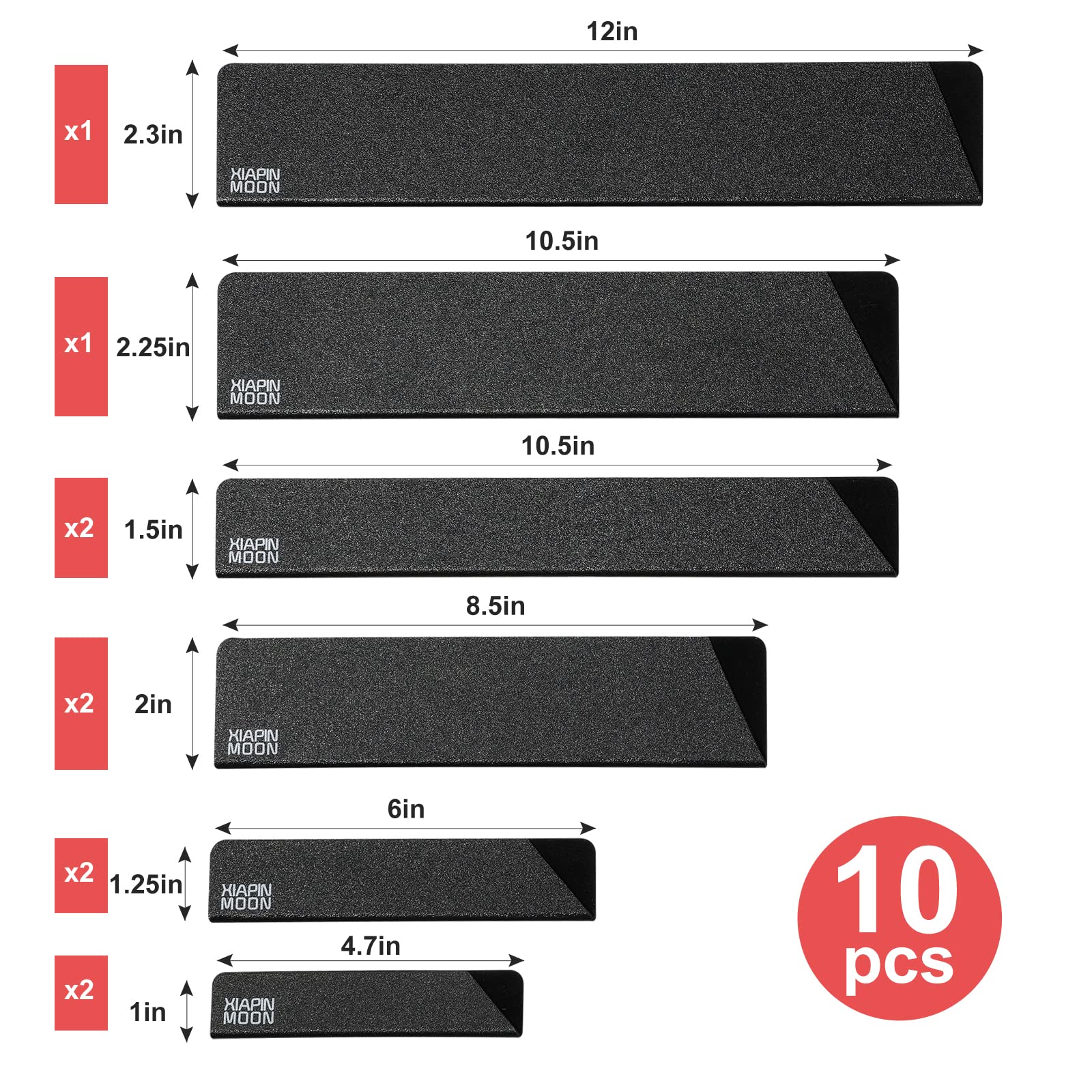 10-Piece Universal Knife Guards Set - BPA-Free ABS Plastic with Felt Lining for Extra Protection | Durable, Food Safe Knife Blade Covers (Knives Not Included) | Perfect for Kitchen Storage, Travel & Organization