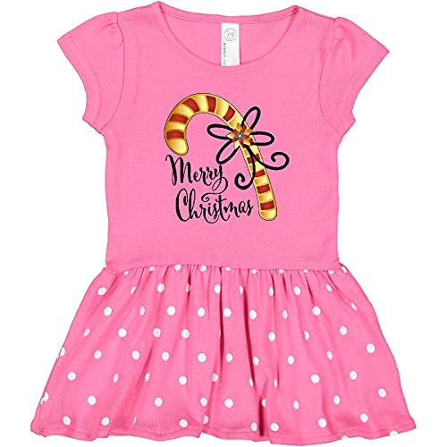 Inktastic Merry Christmas Red and Gold Candy Cane Toddler Dress - Festive Holiday Outfit for Girls, Christmas Party, Family Photos & Seasonal Celebrations