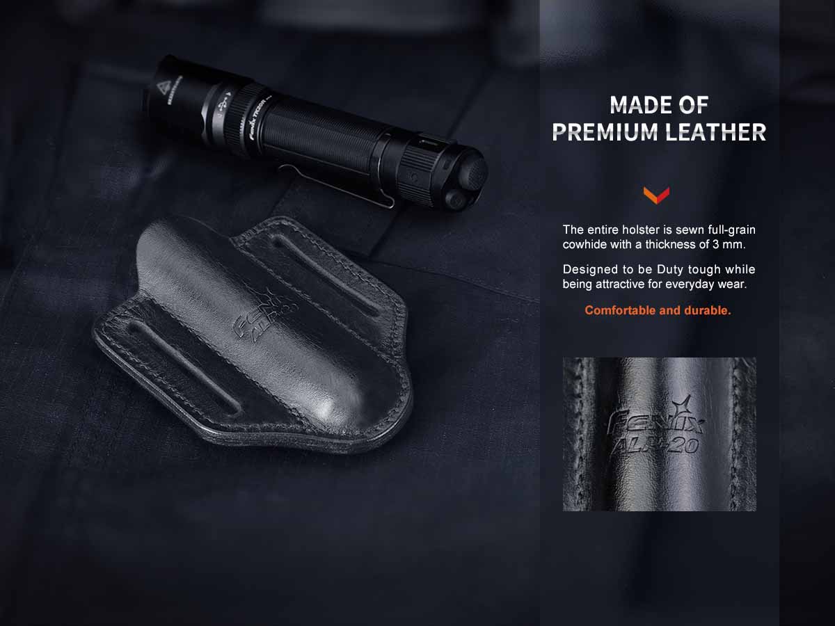 Fenix ALP 20 Leather Flashlight Holster - Premium Belt Pouch for Tactical Flashlights - Perfect for Camping, Hiking & Outdoor Adventures