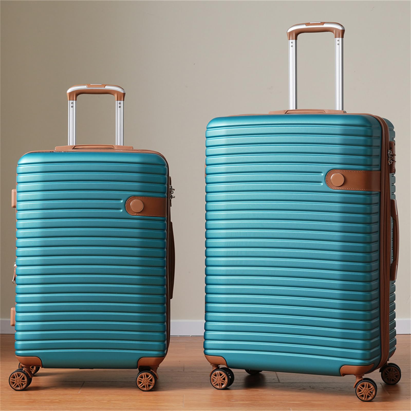 4 Piece Lightweight Hardside Luggage Set with 360° Spinner Wheels & TSA Lock - Expandable Carry On Suitcase for Travel - Perfect for Family Vacations, Business Trips & Weekend Getaways (Green)