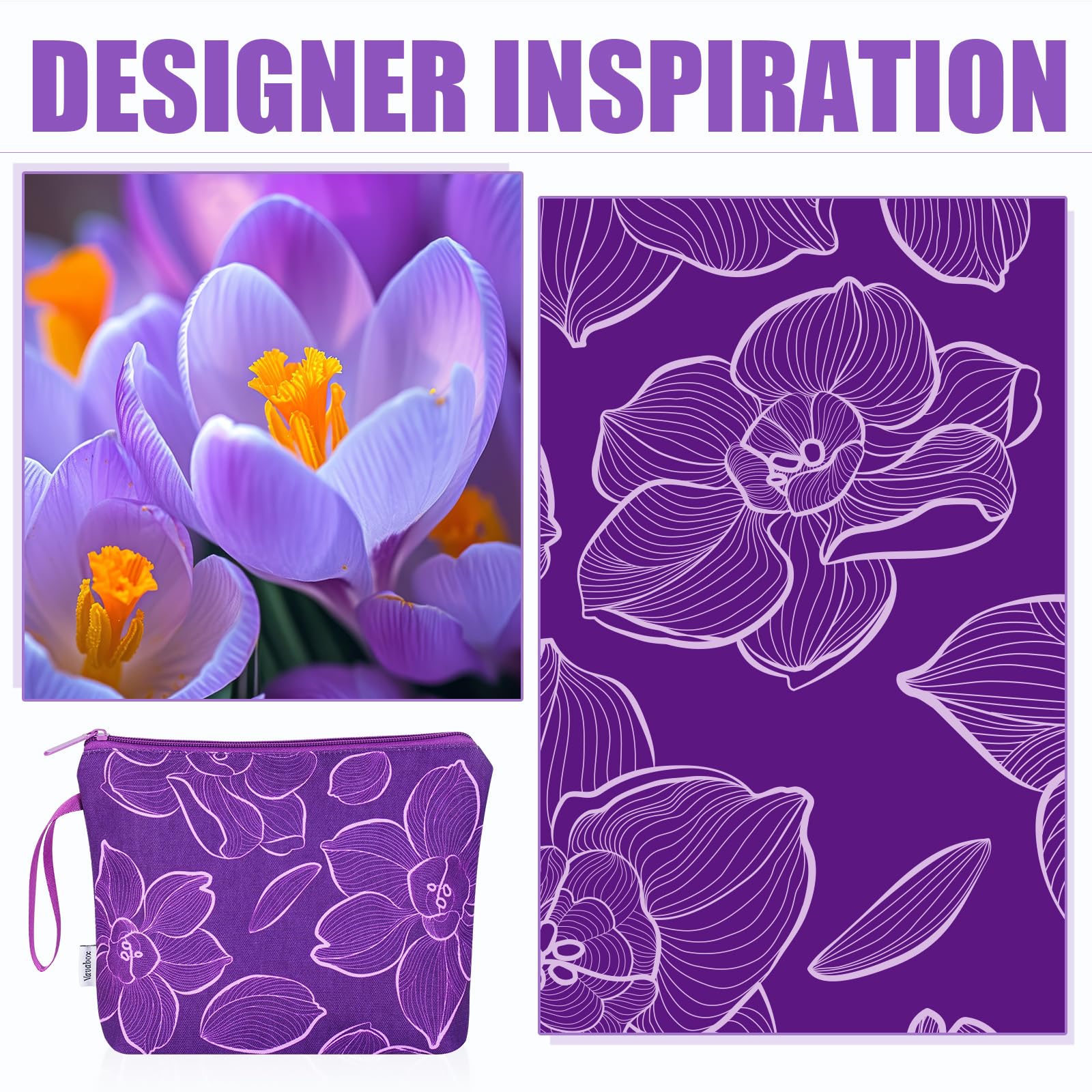 Personalized Makeup Bag for Women - Custom Cosmetic Travel Pouch, Birthday Gift for Her, Girls' Beauty Organizer (Purple Narcissus) - Perfect for Travel, Bridal Shower & Everyday Use