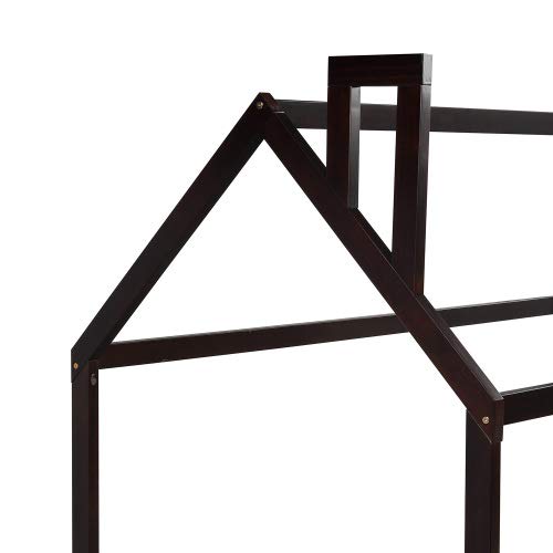 Wooden Twin Bed Frame with Fence - Cabin & Floor Bed for Nursery or Kids Room