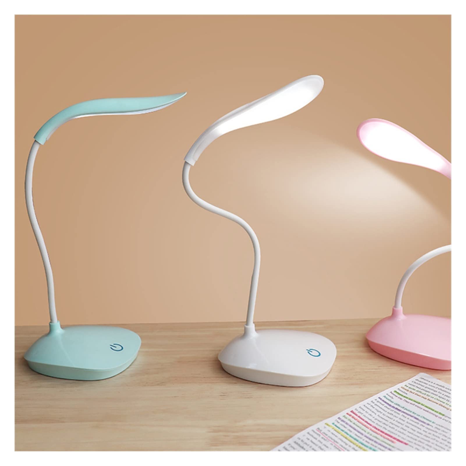 WEIZIWF LED Desk Lamp with Eye Protection, USB Charging, Touch Dimming - Blue Table Lamp for Study, Office, Dorm Room & Bedside Night Light