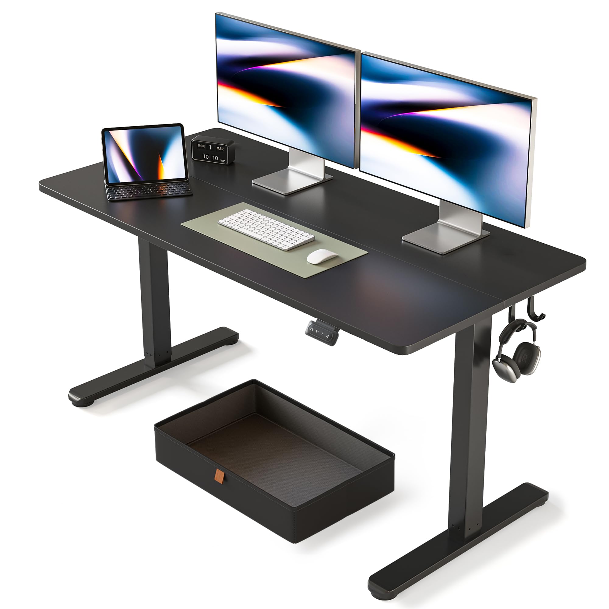 FEZIBO 63 x 24 Inches Electric Standing Desk with Drawer & Storage | Adjustable Height Ergonomic Computer Desk for Home Office | Perfect for Remote Work, Gaming & Study (Black)