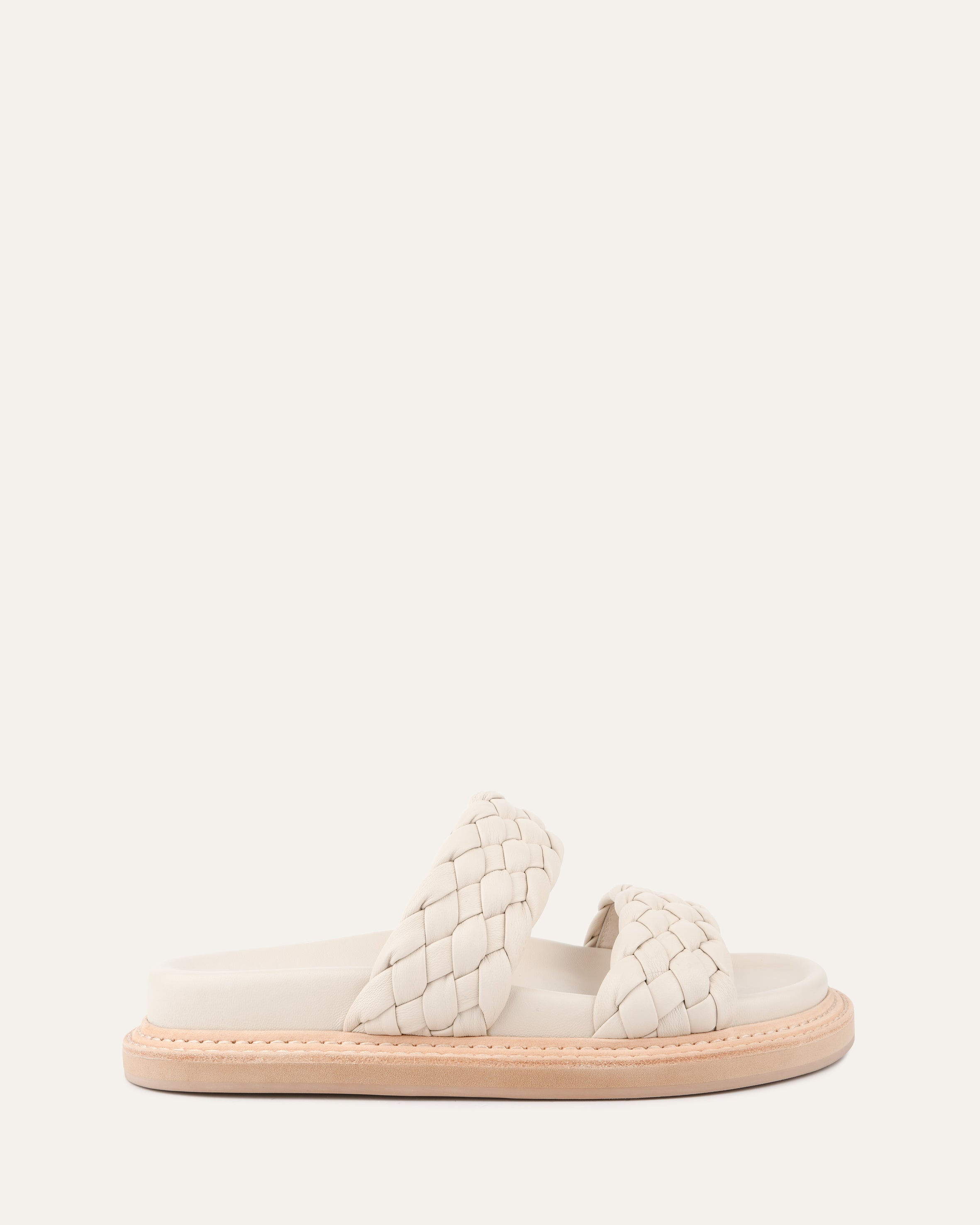 VEGA Women's Flat Sandals - Off White Genuine Leather Comfortable Summer Beach Walking Shoes for Casual Outfits & Vacation