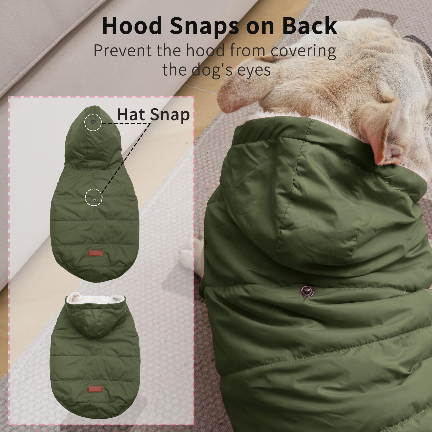 Extra Warm Winter Dog Hoodie Jacket for Large Dogs - Green XXL Pet Coat with Hood | Cozy Outdoor & Indoor Wear for Cold Weather
