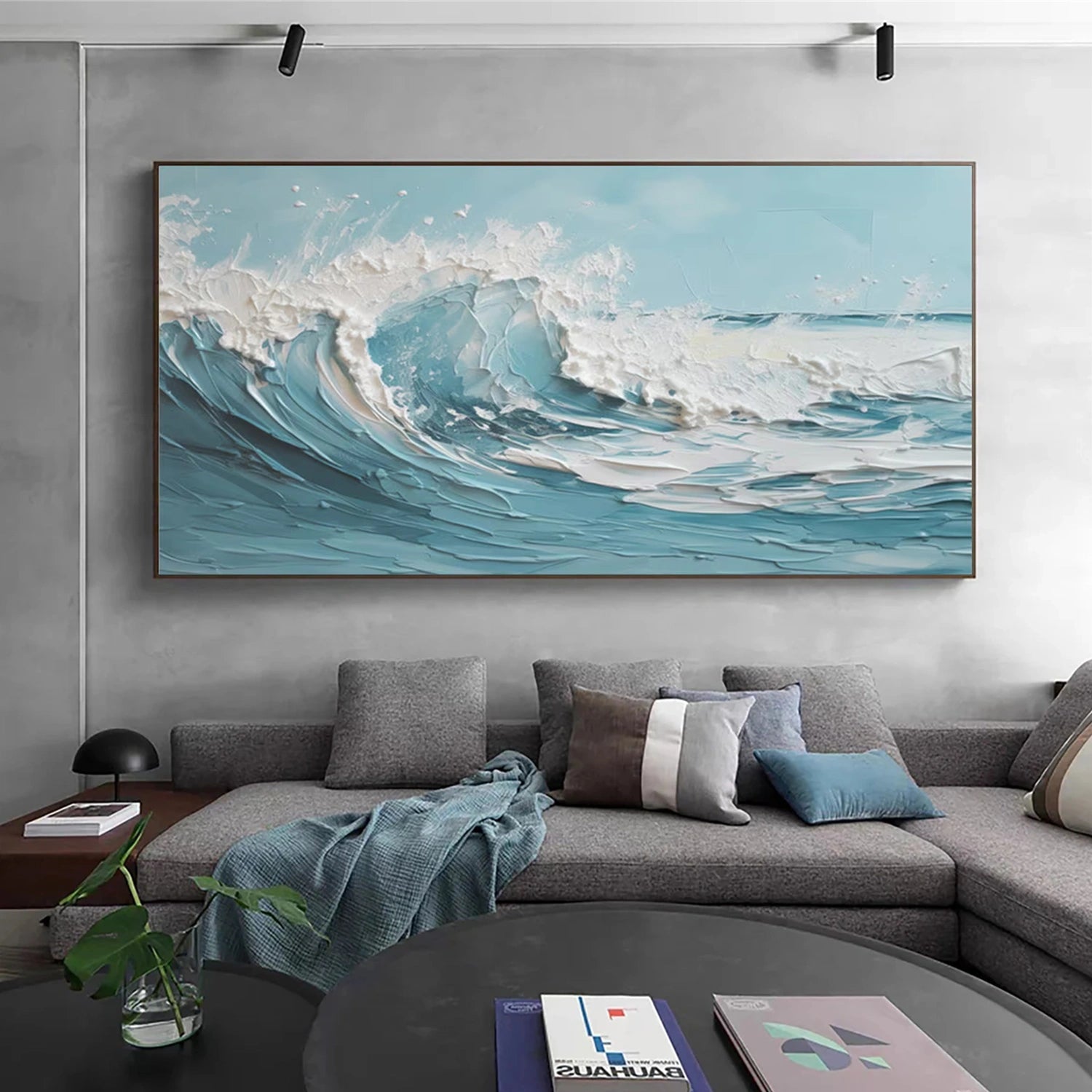 Blue & White Ocean and Sky Abstract Texture Canvas Art Wall Decor - Perfect for Living Room, Bedroom, or Office | Modern Coastal Home Decor | Ready to Hang