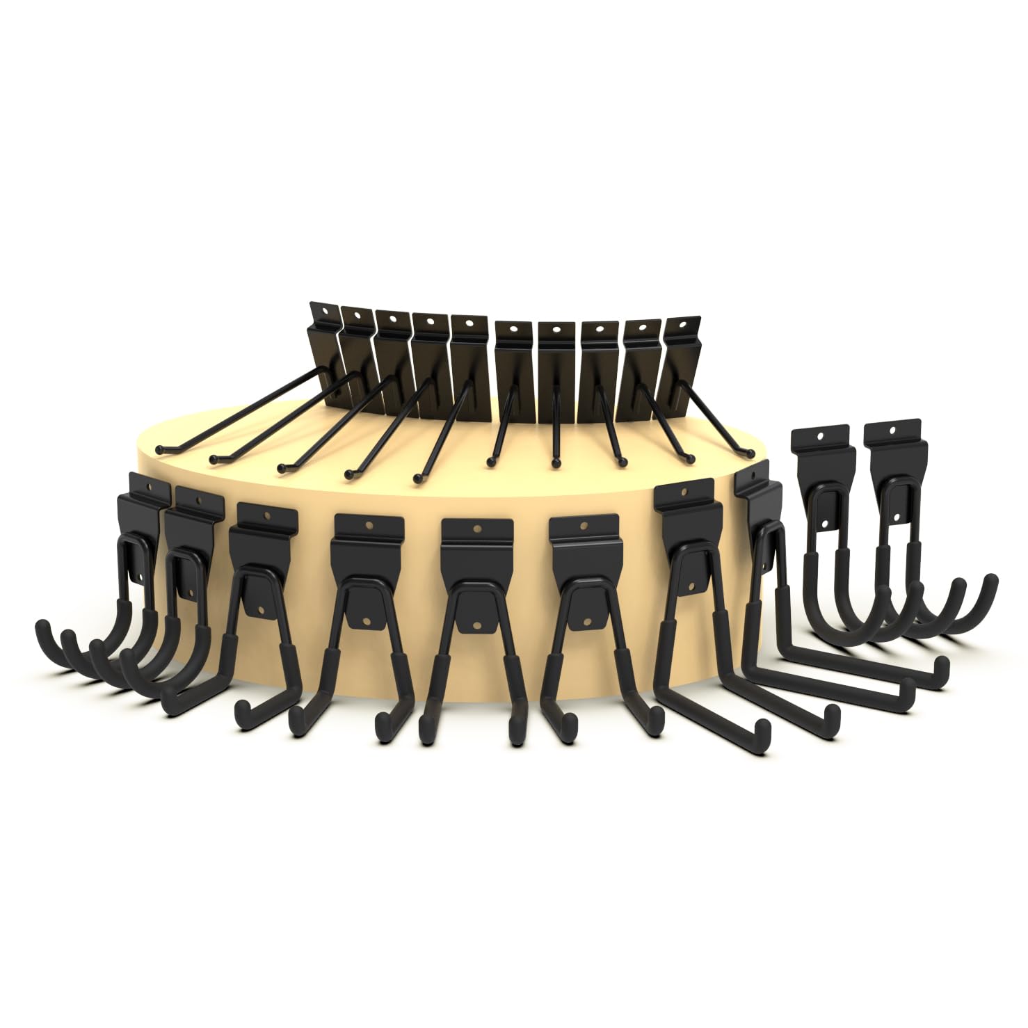 20-Piece Multi-Size Slatwall Hooks Set - Durable Slatwall Accessories for Retail Display & Organization - Perfect for Store Shelving, Home Garage, and Workshop Storage