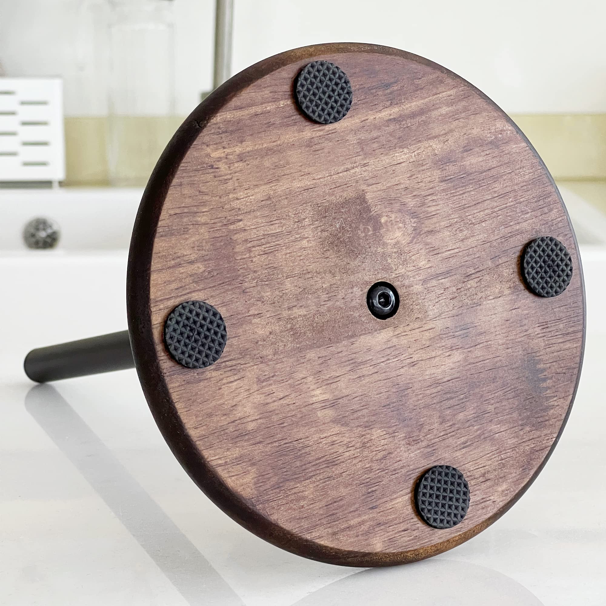 Premium Black Paper Towel Holder Stand with Elegant Wooden Base - Free-Standing Kitchen Countertop Dispenser for Standard & Jumbo Rolls - Perfect for Kitchens, Restaurants, and Office Break Rooms