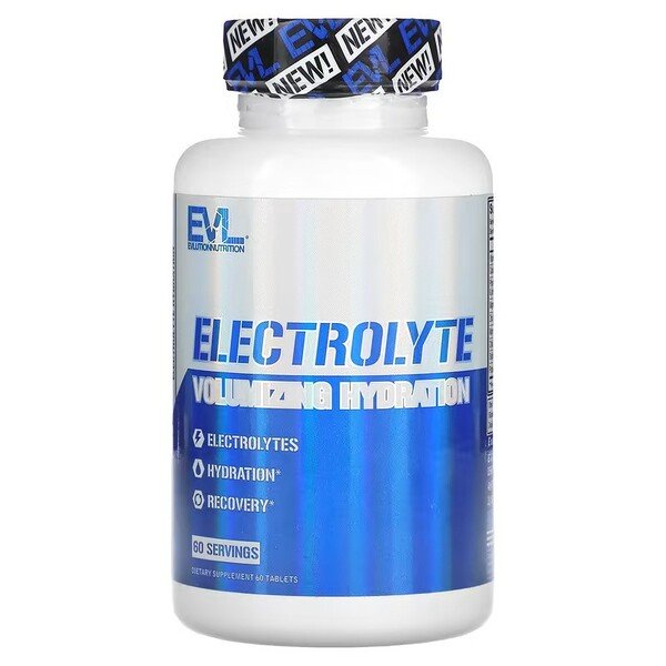 EVLution Nutrition Electrolyte Volumizing Hydration Supplement - 60 Tablets for Workout Recovery & Daily Hydration Support