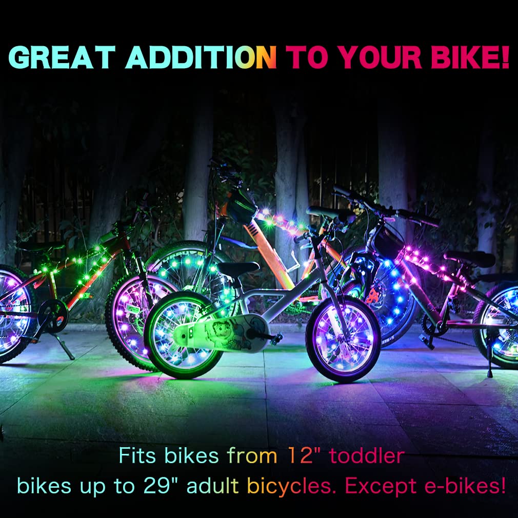 TINANA 2-Pack Ultra Bright LED Bike Wheel Lights - Waterproof Bicycle Spoke Lights for Night Riding Safety - Cycling Decoration for Kids & Adults - Perfect for Commuting, Night Cycling, and Outdoor Adventures