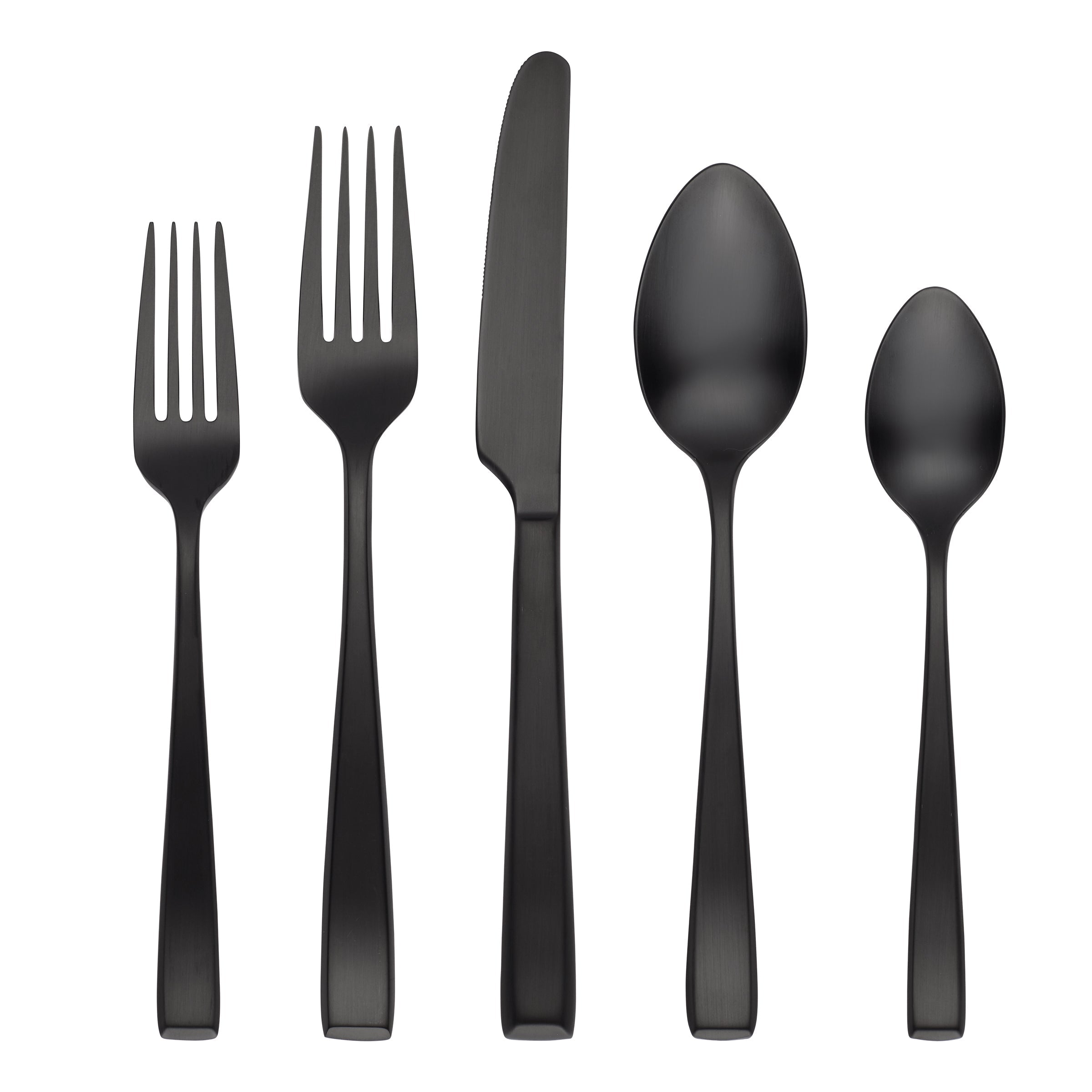 Samira 20-Piece Black Satin Flatware Set - Elegant Stainless Steel Cutlery for Dinner Parties, Weddings & Formal Dining