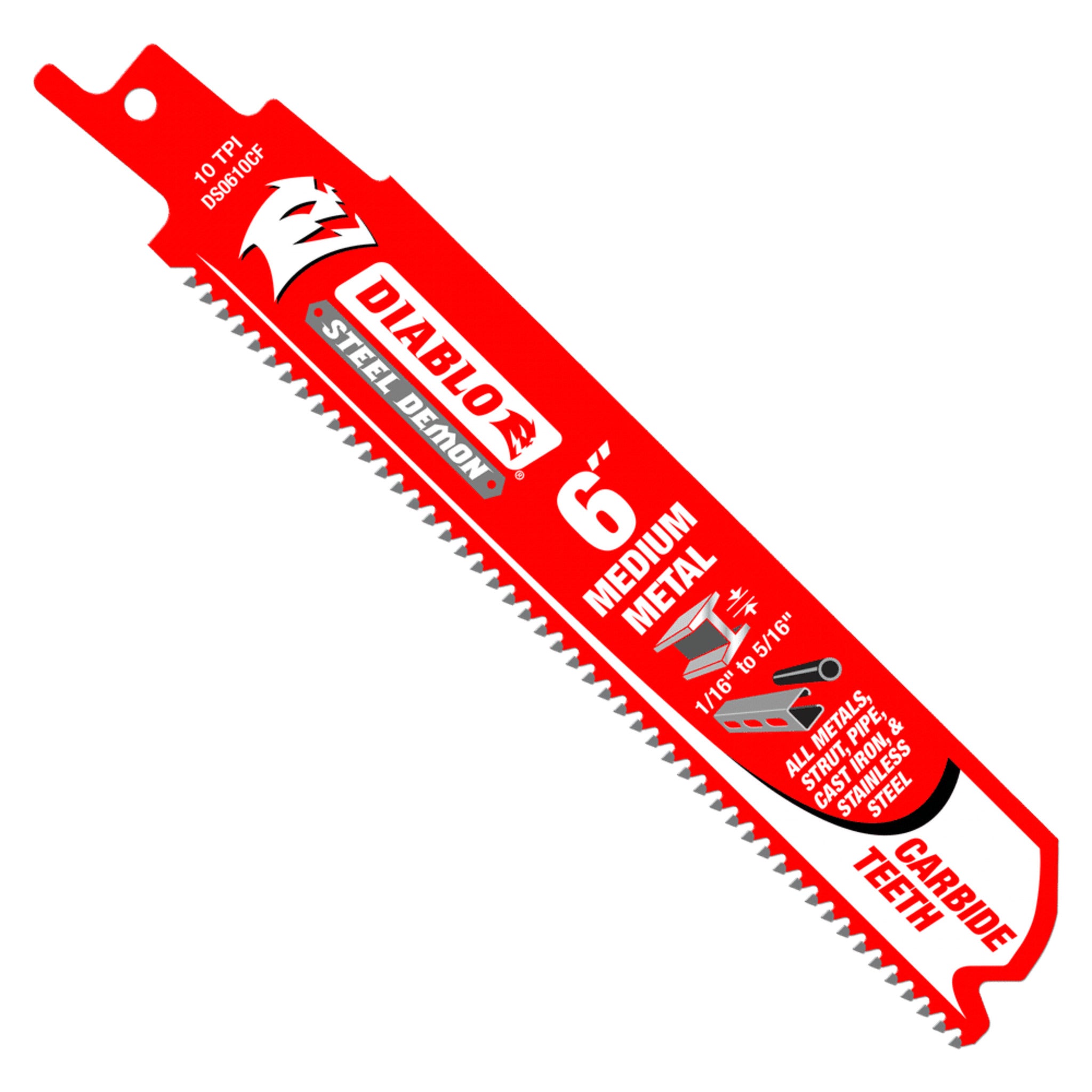 Diablo Steel Demon™ Carbide Medium Metal Reciprocating Saw Blades - 10 Pack (1/16