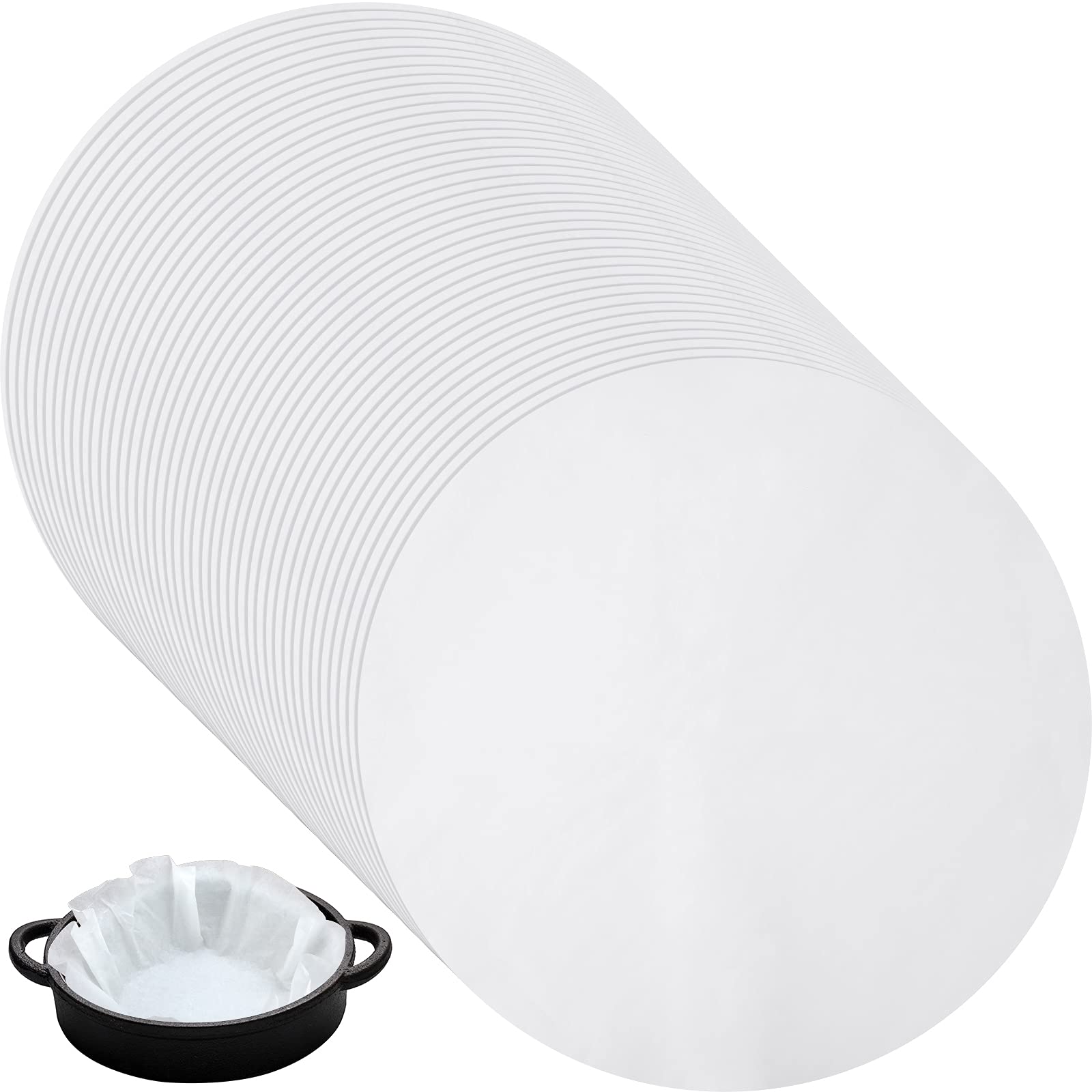 Non-Stick Round Parchment Paper 20 Inches - 40 Pack Disposable Dutch Oven Liners for Baking, Air Fryer, Steaming & BBQ | Perfect for Cakes, Pizzas, Meats & Vegetables | Oven Safe & Eco-Friendly Baking Sheets for Home Cooking & Party Food Prep