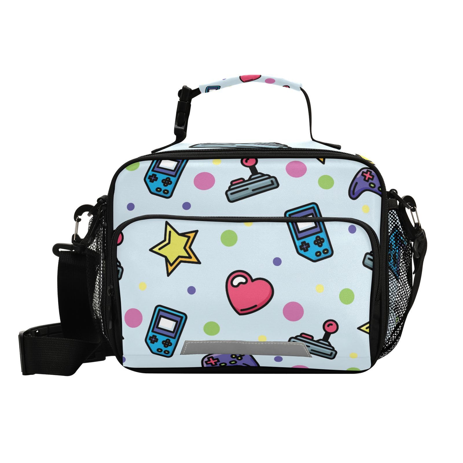 KOCOART Insulated Lunch Bag with Adjustable Shoulder Strap - Large Capacity Reusable Cooler Tote for Women & Men - Water Resistant Portable Gaming Lunch Box for Work, School & Outdoor Picnics