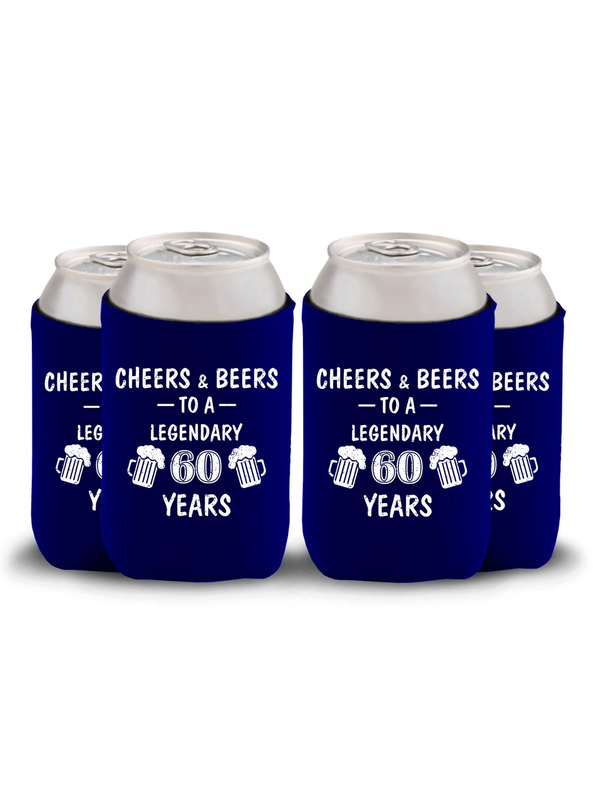 60th Birthday Party Can Coolers - Set of 4 Royal Insulated Bottle Holders for 60th Birthday Celebrations, Gifts & Outdoor Events - Cheers to 60 Party Supplies