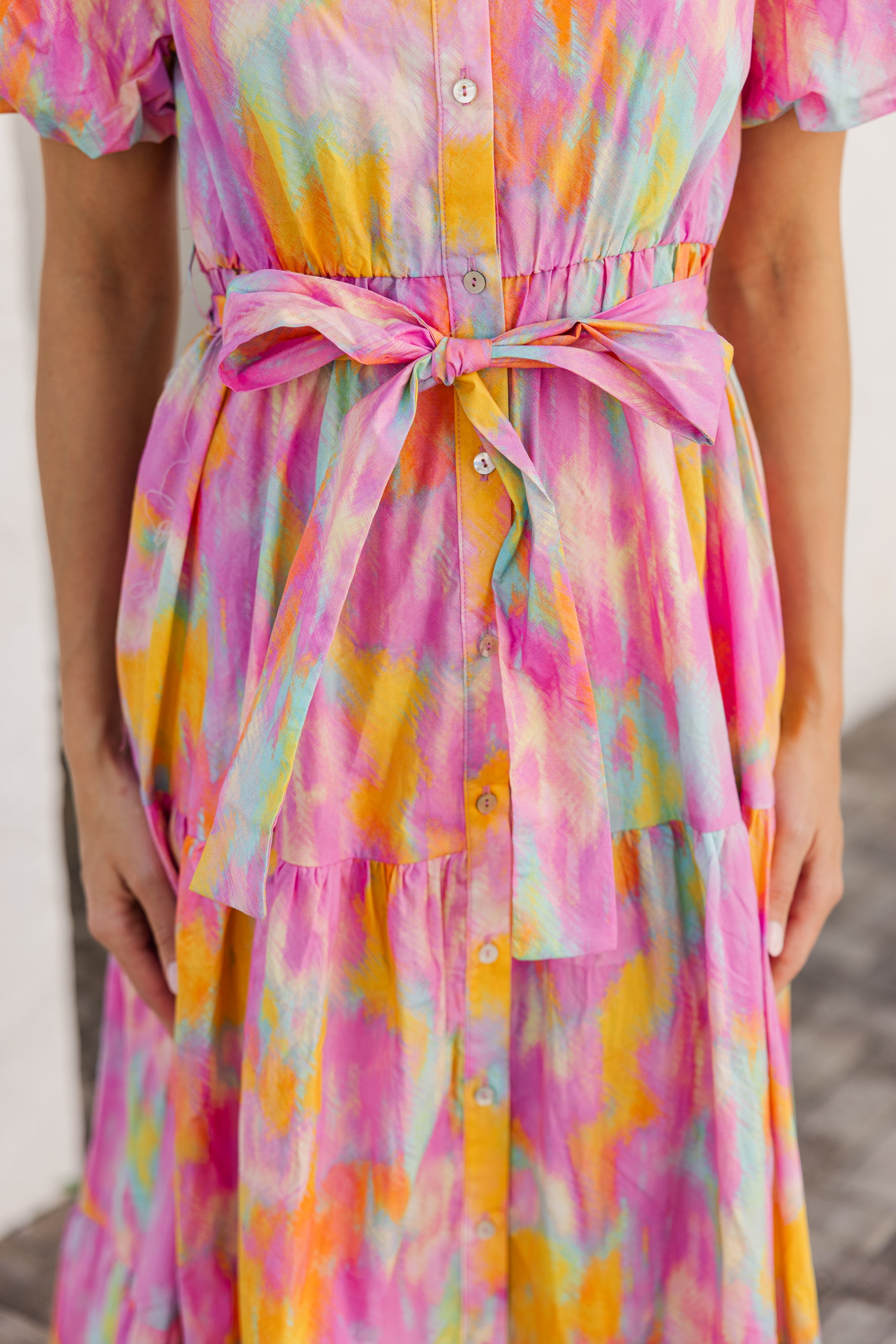 Flowy Summer Pink Watercolor Maxi Dress - Women's Boho Floral Print Beach Dress for Vacation, Party & Outdoor Events