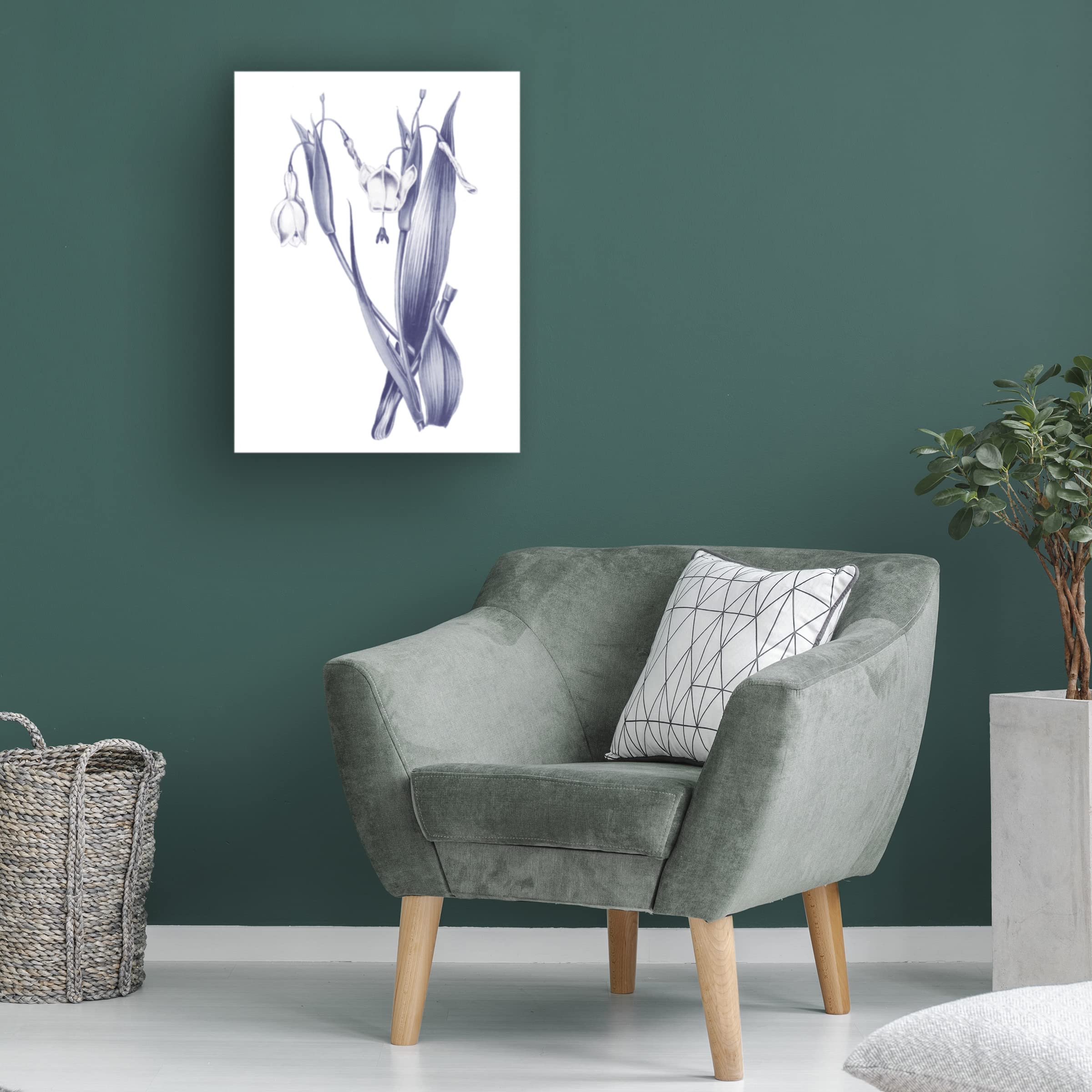 Wild Apple Portfolio 'Dark Blue Botanical II' Canvas Art Print - 14x19 Inches, Modern Home Decor for Living Room, Bedroom & Office