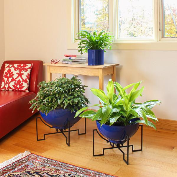 Jane Planters with Steel Patina Bowls - Modern Indoor/Outdoor Flower Pots for Home, Office & Garden Decor | Perfect for Succulents, Herbs & Small Plants