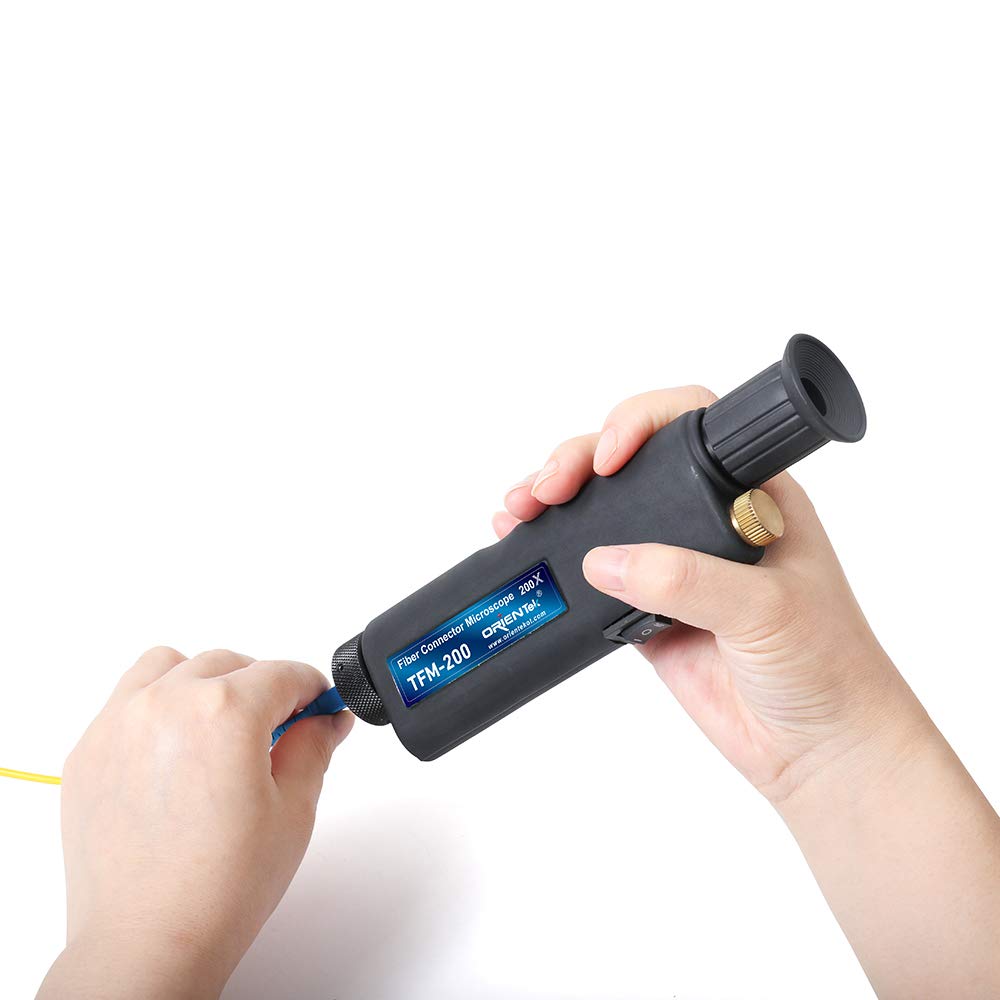 ORIENTEK TFM-200 Fiber Optic Microscope Probe - Professional Fiber Connector Inspection & Cleaning Tool for Network Maintenance & Telecom Installations