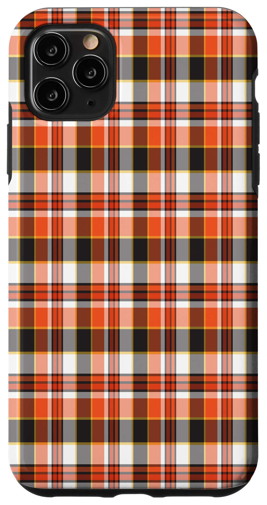 iPhone 11 Pro Max Case - Orange & Black Plaid Design for Halloween, Fall & Autumn | Durable Protective Cover with Pumpkin Pattern | Perfect for Parties, Seasonal Events & Everyday Use