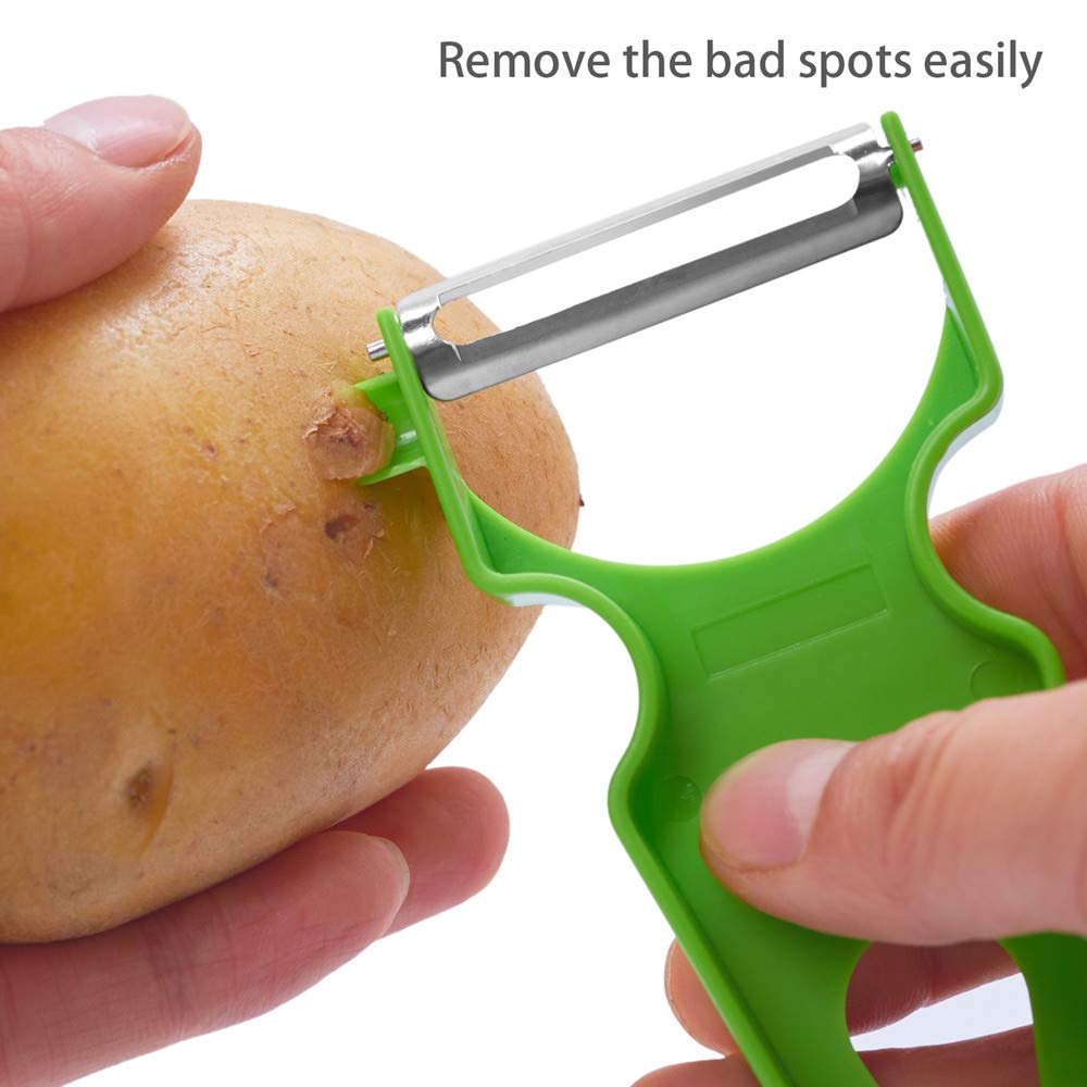 LHS 3-Pack Stainless Steel Vegetable Peelers - Multi-Functional Potato, Apple, Carrot, Zucchini & Cucumber Peeler with Slicer & Shredder - Perfect for Kitchen Prep, Salad Making & Healthy Snacking