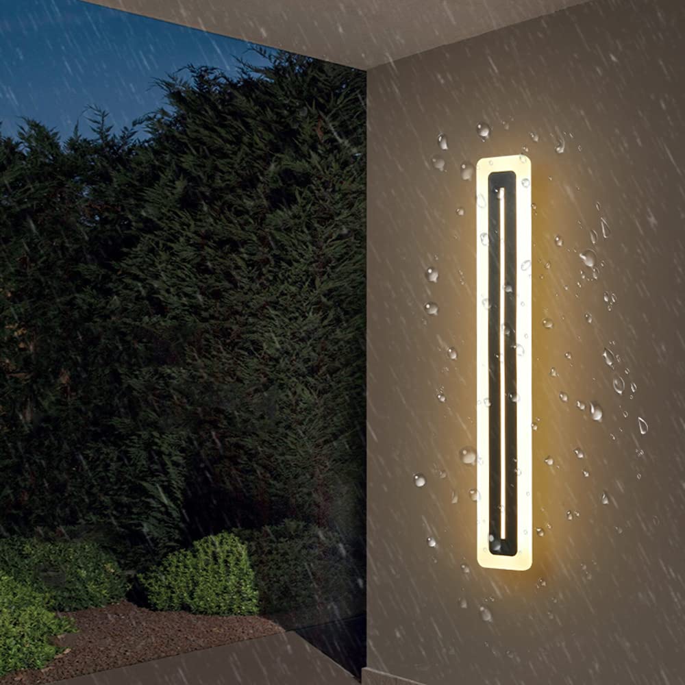 TAYOTTE LED Outdoor Wall Sconces - Waterproof Black Metal Wall Light for Porch, Garage, Patio, Balcony & Doorway | Energy-Efficient Long Strip Lighting for Indoor & Outdoor Use | Perfect for Home Security & Landscape Illumination