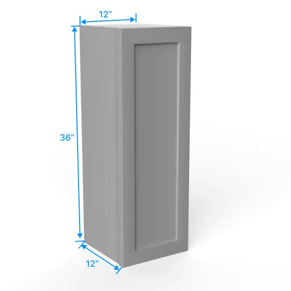 36 Inch Wall Cabinet - 12W x 36H x 12D Grey Shaker Style RTA Kitchen Storage | Perfect for Bathroom, Laundry Room & Garage Organization