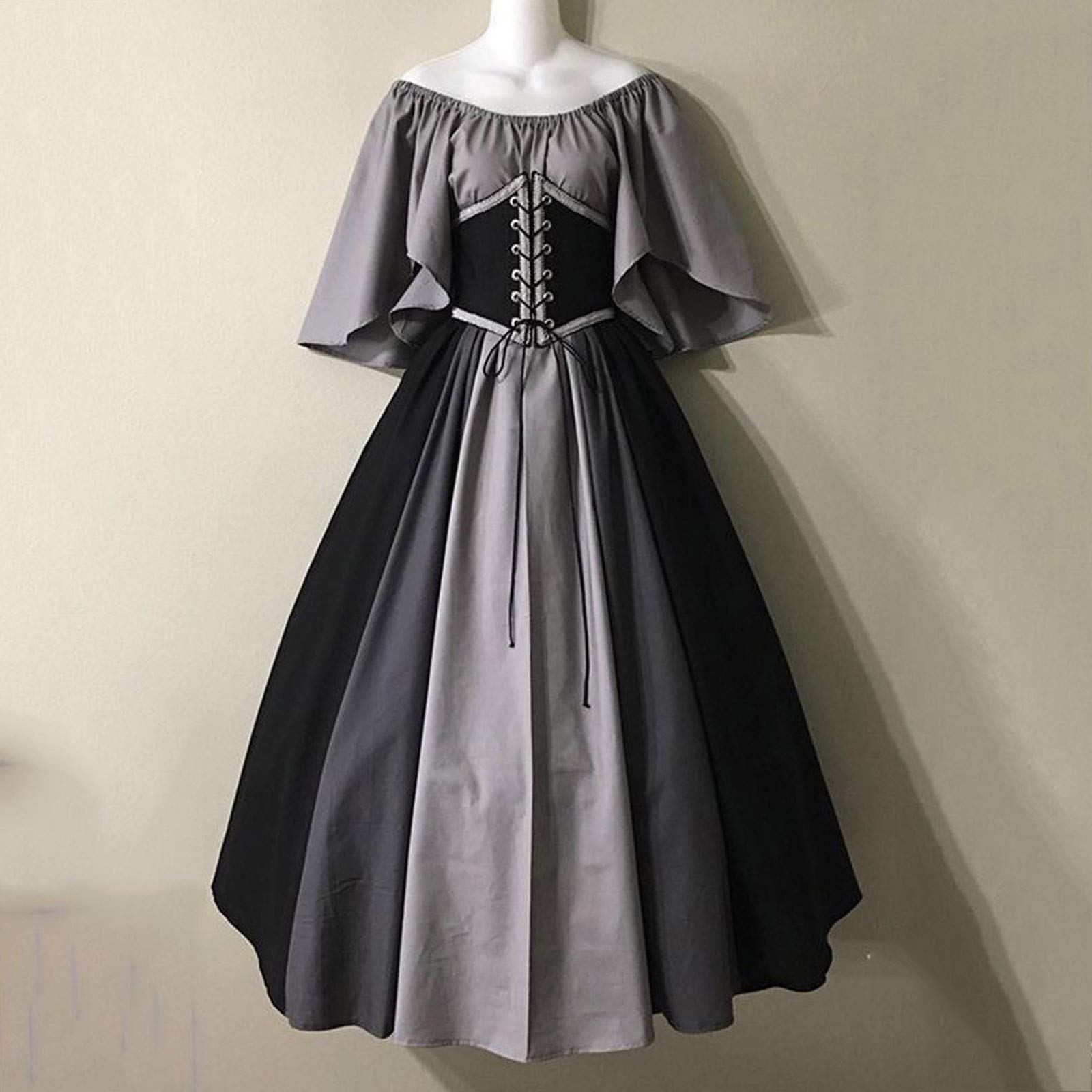 SEAOPEN Renaissance Dresses for Women - Medieval Maxi Dress, Plus Size Victorian Gothic Corset Gown, Irish Retro Elegant Black Dress | Perfect for Renaissance Fairs, Cosplay, Halloween Costumes & Themed Weddings