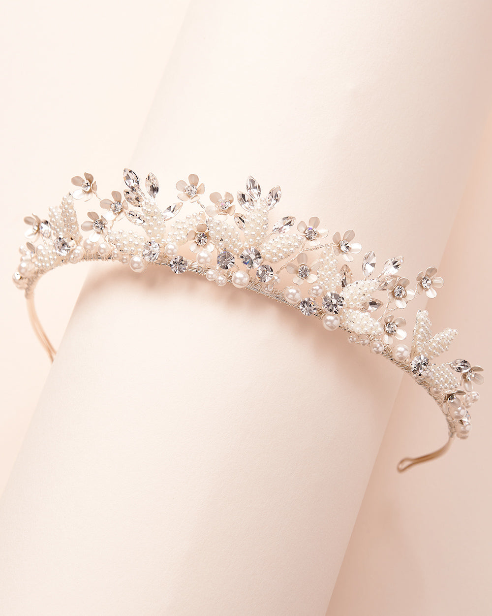 Bella Floral Tiara Headband for Women - Elegant Wedding Hair Accessories, Bridal Crown, Boho Festival Headpiece for Brides, Prom, Parties & Special Occasions