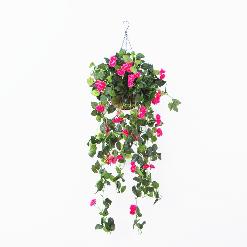 Silk English Ivy Hanging Basket - Artificial Rose Vine Plant for Outdoor Eaves & Indoor Balcony Decor - Perfect for Porch Swing, Wedding Decor, and Home Decoration