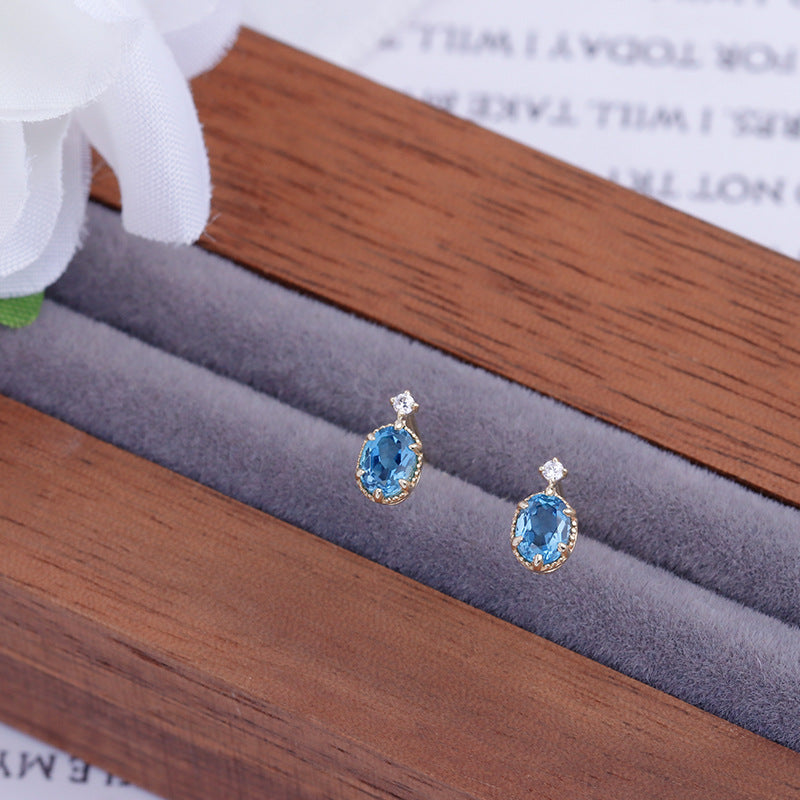 London Blue Topaz Star Gemstone Stud Earrings - 925 Sterling Silver Dainty Earrings for Women | Perfect for Bridal, Anniversary & Everyday Jewelry Gifts | KE166