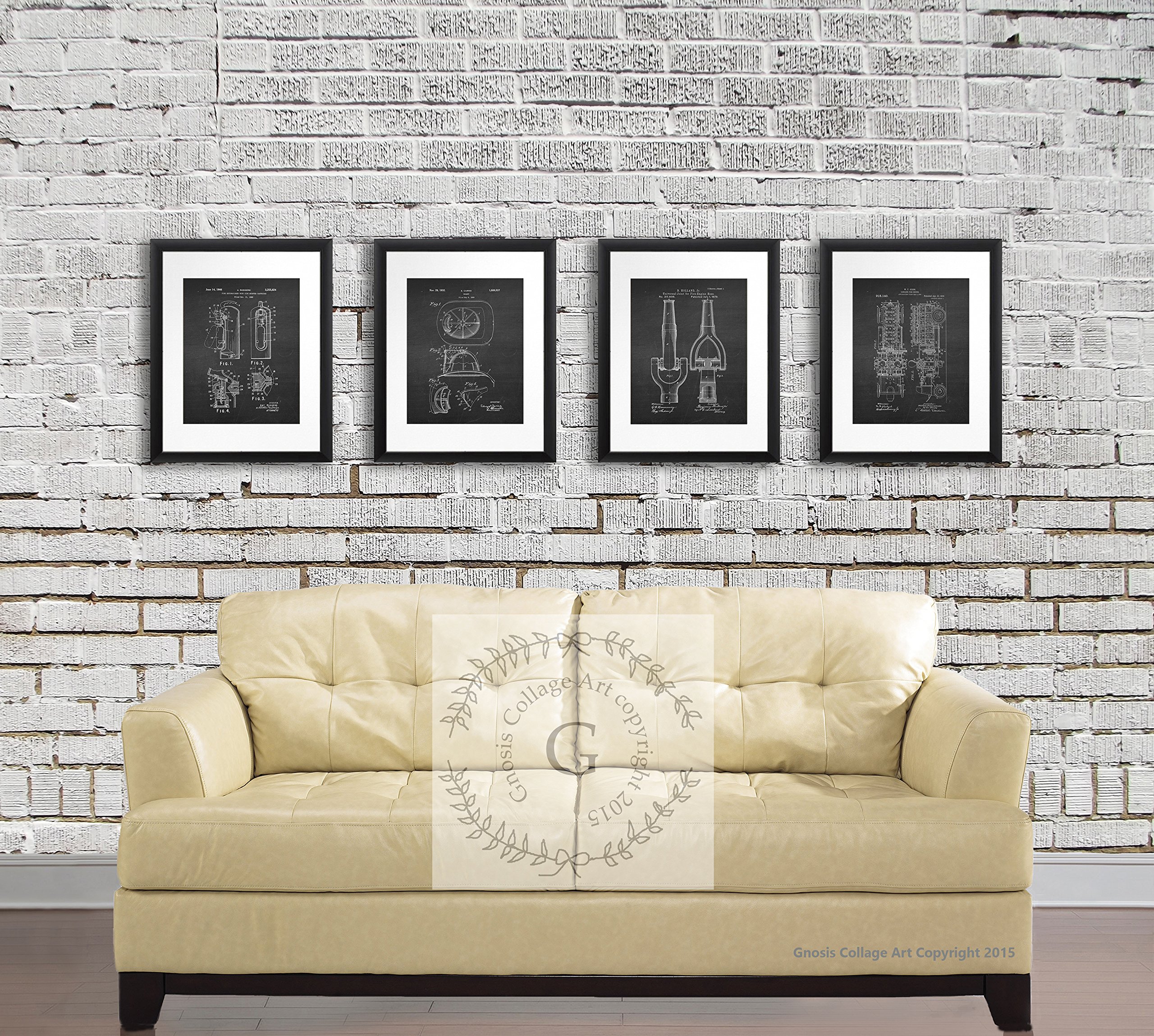 Firefighter Posters Set of 4 - Unframed Fire Department Wall Art Decor for Boys Room & Fire Station Theme - Perfect for Home, Office & Classroom Decor