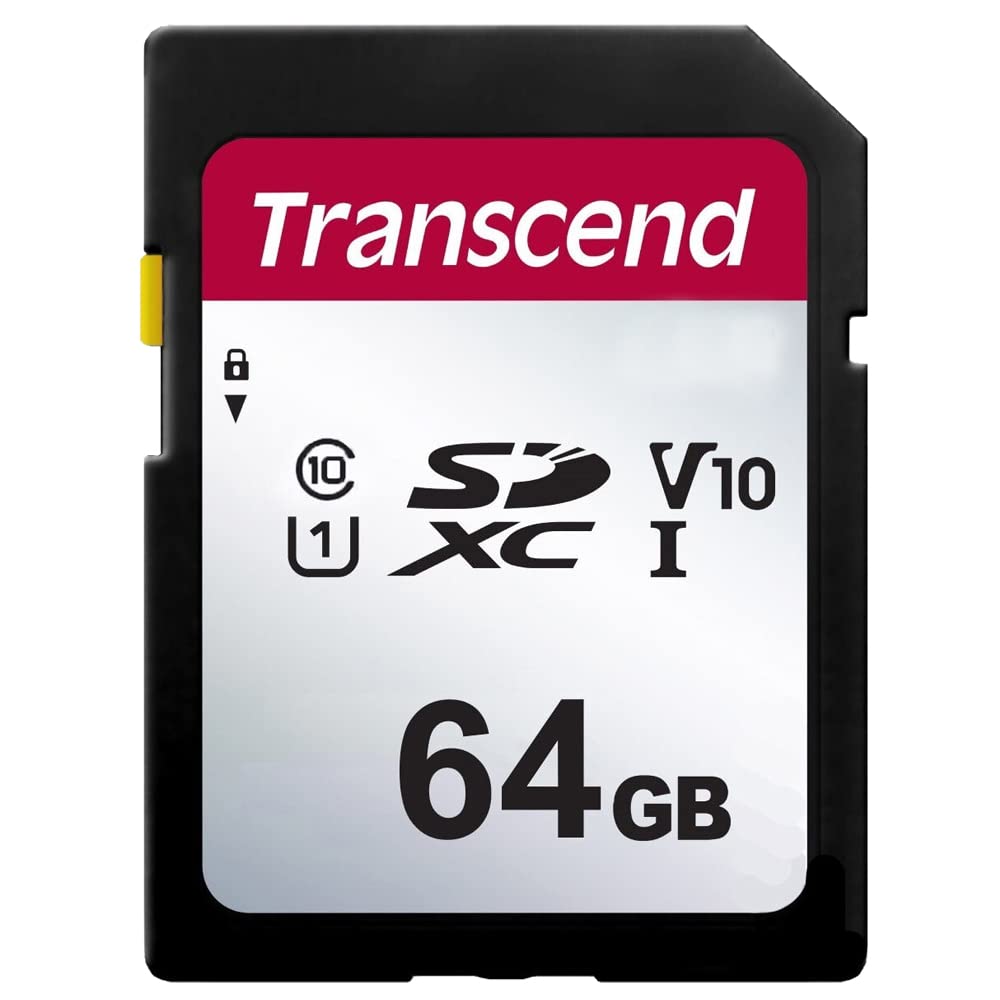 Transcend 64GB SDXC UHS-I Memory Card (Class 10, U1, 100MB/s) - 2-Pack - High-Speed for Panasonic HC-V380 Camcorder, DSLR, Action Camera & 4K Video Recording - 300 Series Secure Digital Storage