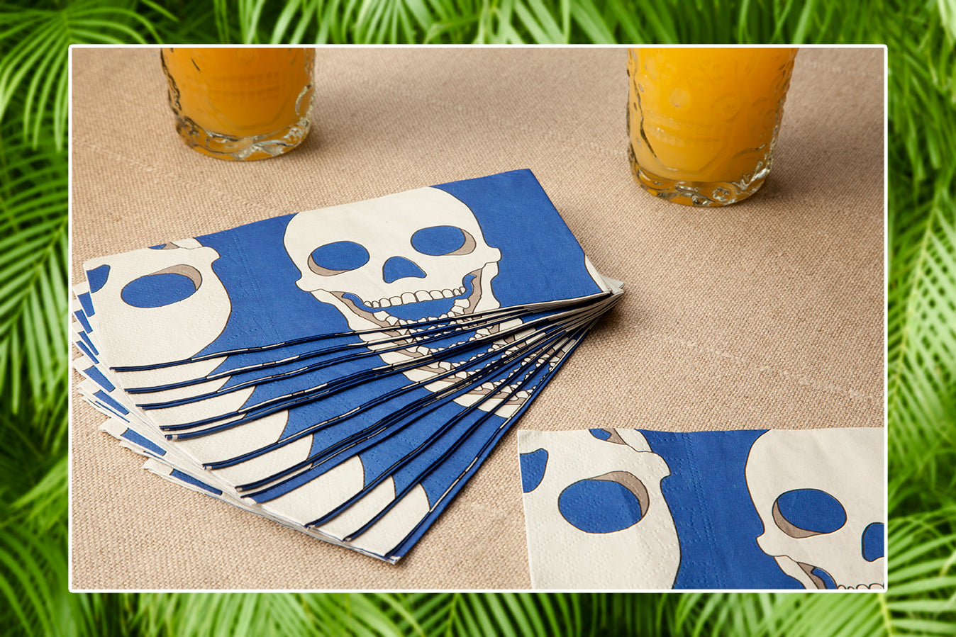 Skull Blue Paper Napkins (Pack of 40) - Premium Disposable Party Napkins for Halloween, Birthday & Themed Events