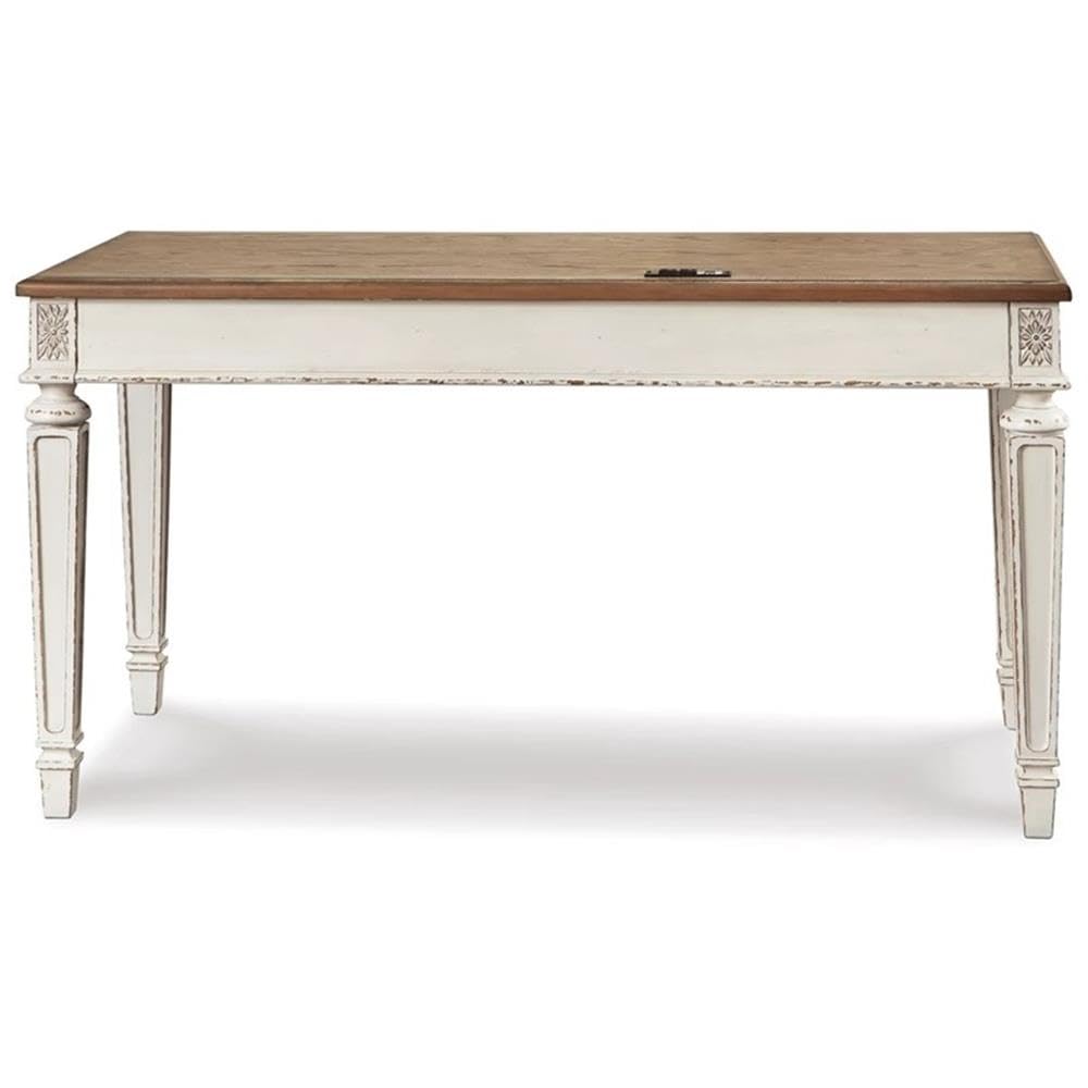BOWERY HILL White Modern Computer Desk with USB Ports - Engineered Wood Home Office Desk for Work, Study & Gaming - Compact Writing Table for Small Spaces & Dorm Rooms