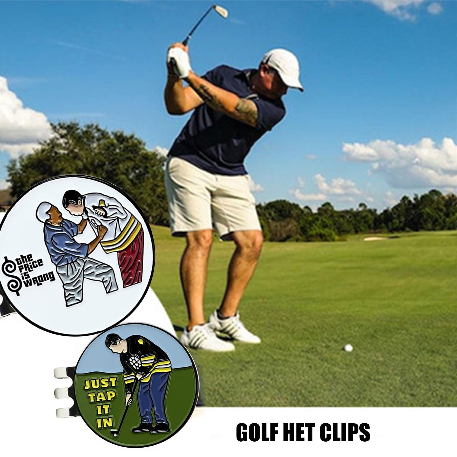 2Pcs Magnetic Golf Ball Marker & Hat Clip Set - Durable Golf Accessories for Men & Women - Perfect for Golf Hats, Bags & Gifts - Fun Unique Golf Gifts for Golf Lovers (Ideal for Course Play & Practice)