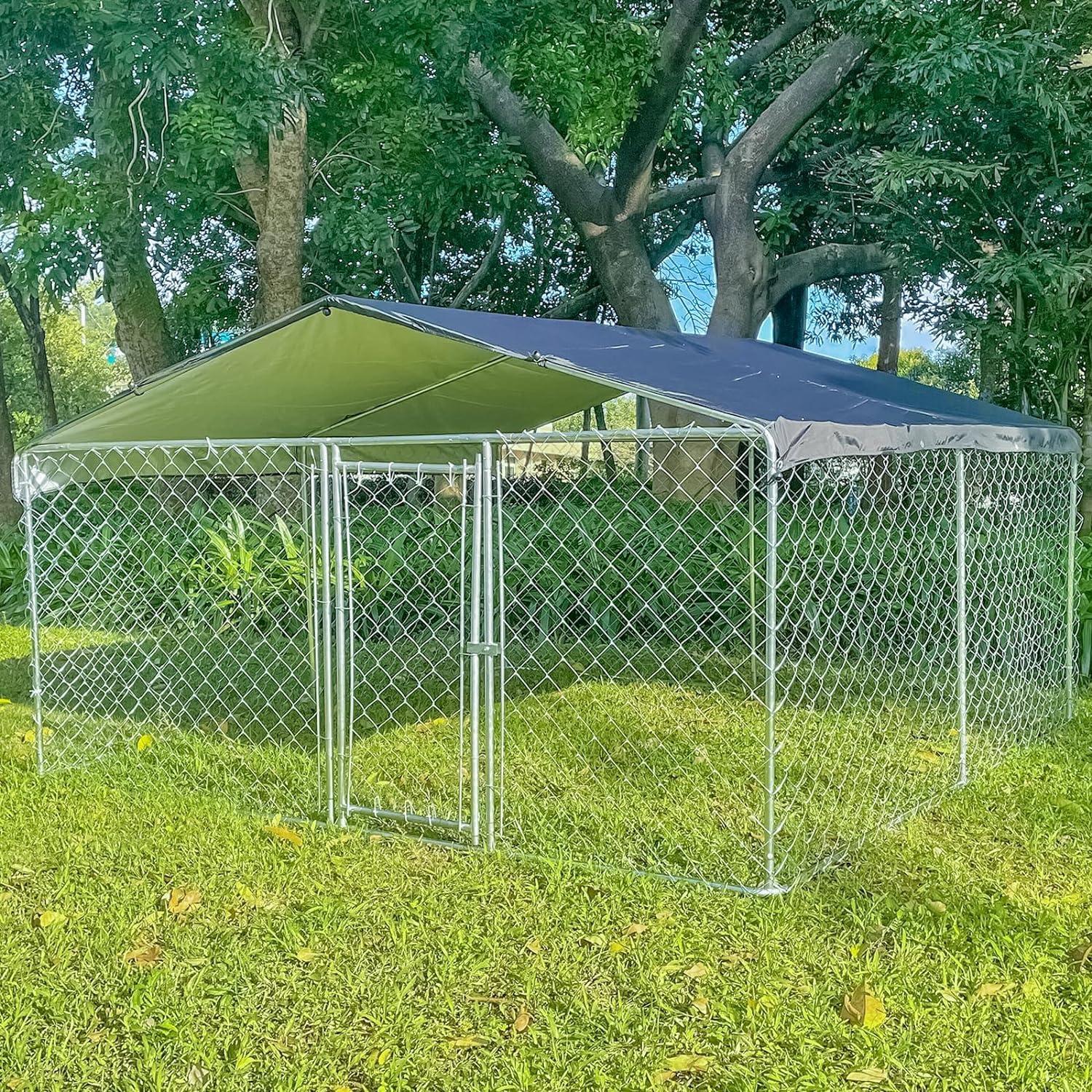 10'x10'x5.5' Large Outdoor Dog Kennel with Waterproof Cover - Heavy Duty Metal Dog Pen, Secure Locking Pet Fence for Backyard, Garden & Patio - UV Resistant for All Weather Protection | Perfect for Large Breed Dogs, Puppy Training & Outdoor Play Areas