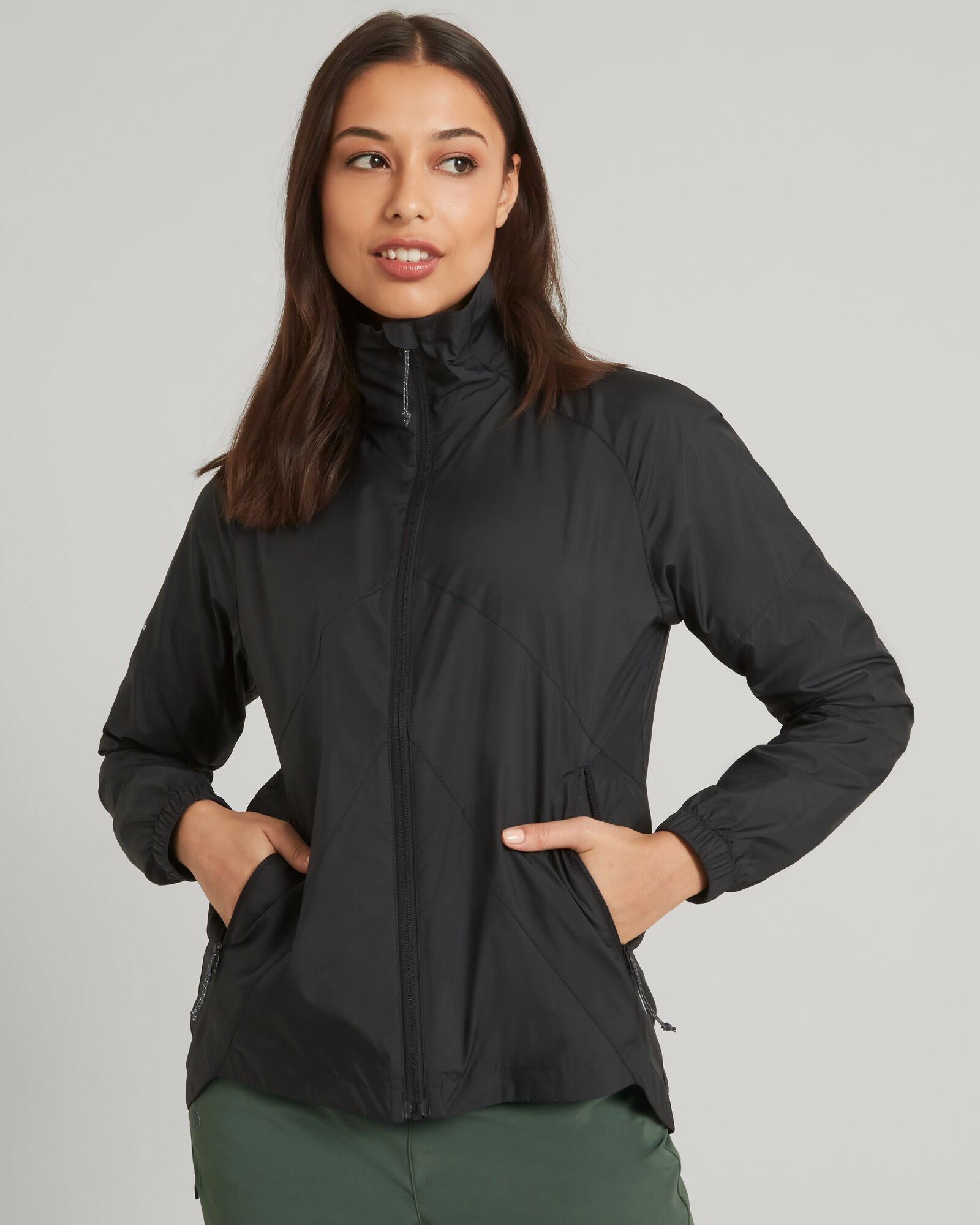 WND Chaser Women's Lightweight Windbreaker Jacket - Waterproof Running Hoodie with Zipper Pockets - Black Outdoor Raincoat for Hiking, Jogging & Travel