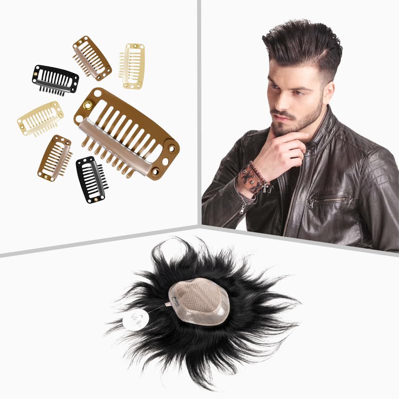 Artello® Metal Snap Clips for Hair Extensions, Wigs & Wefts - Secure Attachment for Men & Women (Black, 8-Pack) | Perfect for Styling, Sewing & Securing Hair Pieces