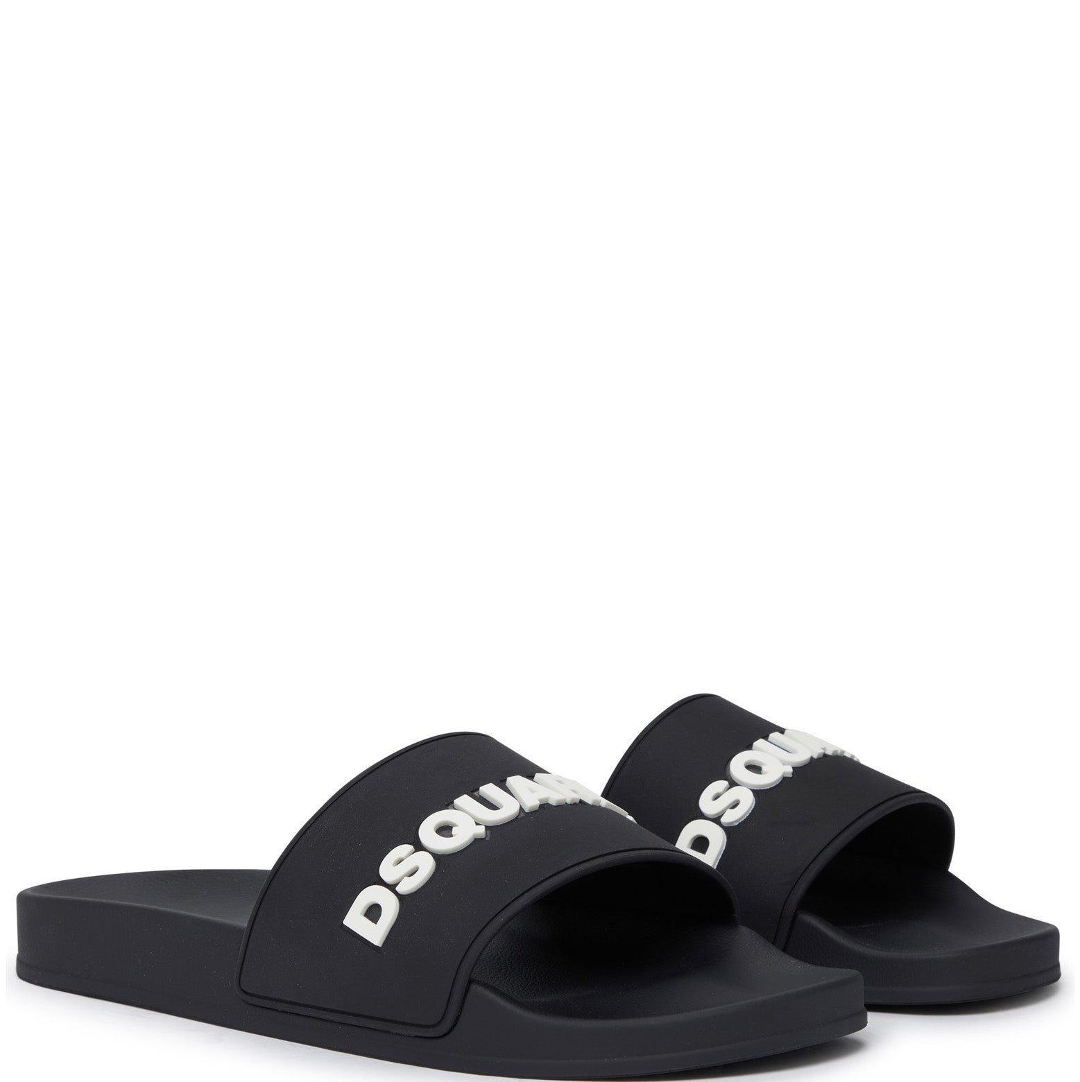 DSQUARED2 Men's Black Logo Slide Sandals - Comfortable Summer Slippers for Pool, Beach & Home Use