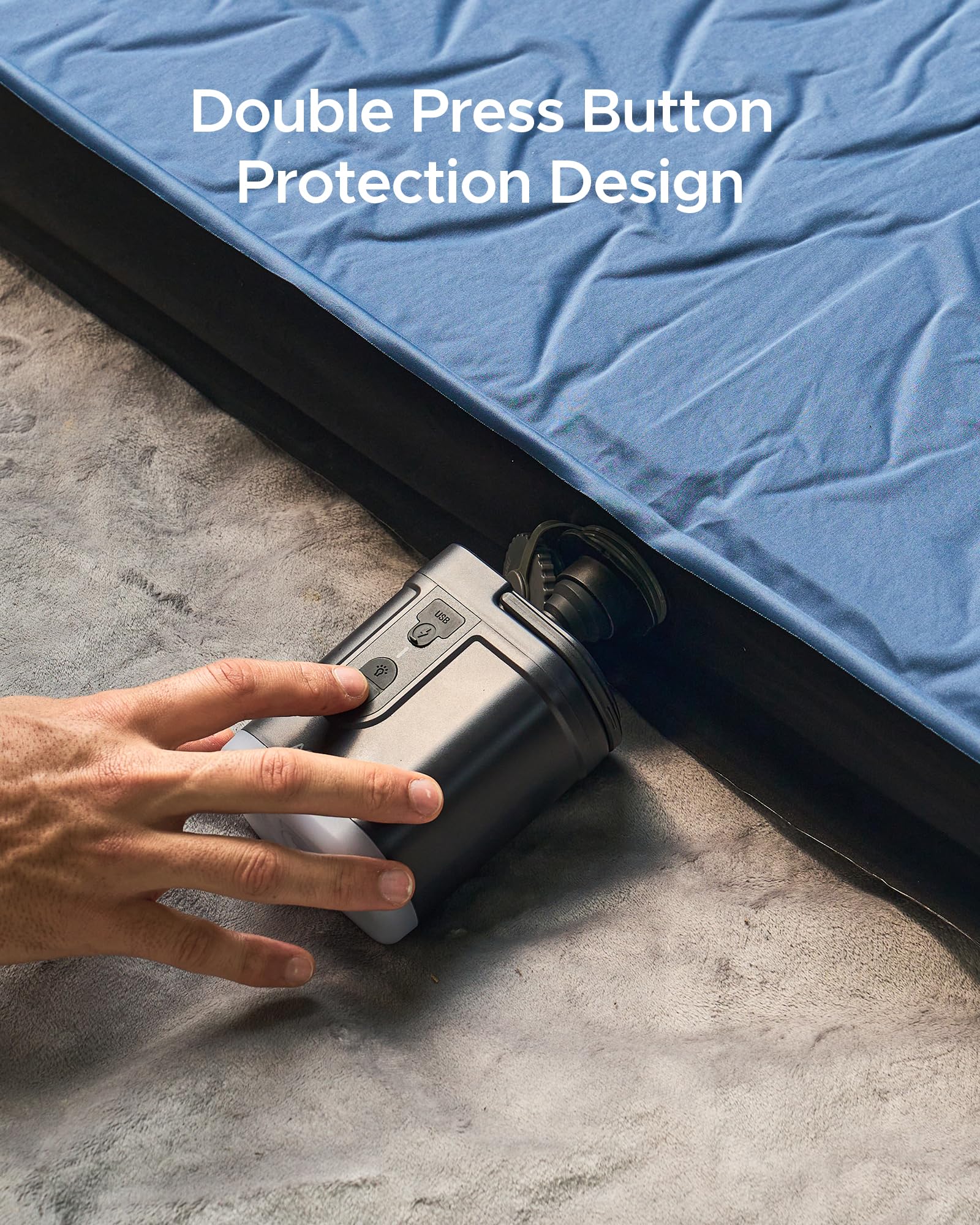 ACACIA Portable Electric Air Pump for Sleeping Pads & Air Mattresses - 4000mAh Rechargeable Battery, Built-in Camping Light with 5 Nozzles (4.8kPa) - Perfect for Camping, Hiking, Pool Floats, Inflatable Beds & Outdoor Adventures