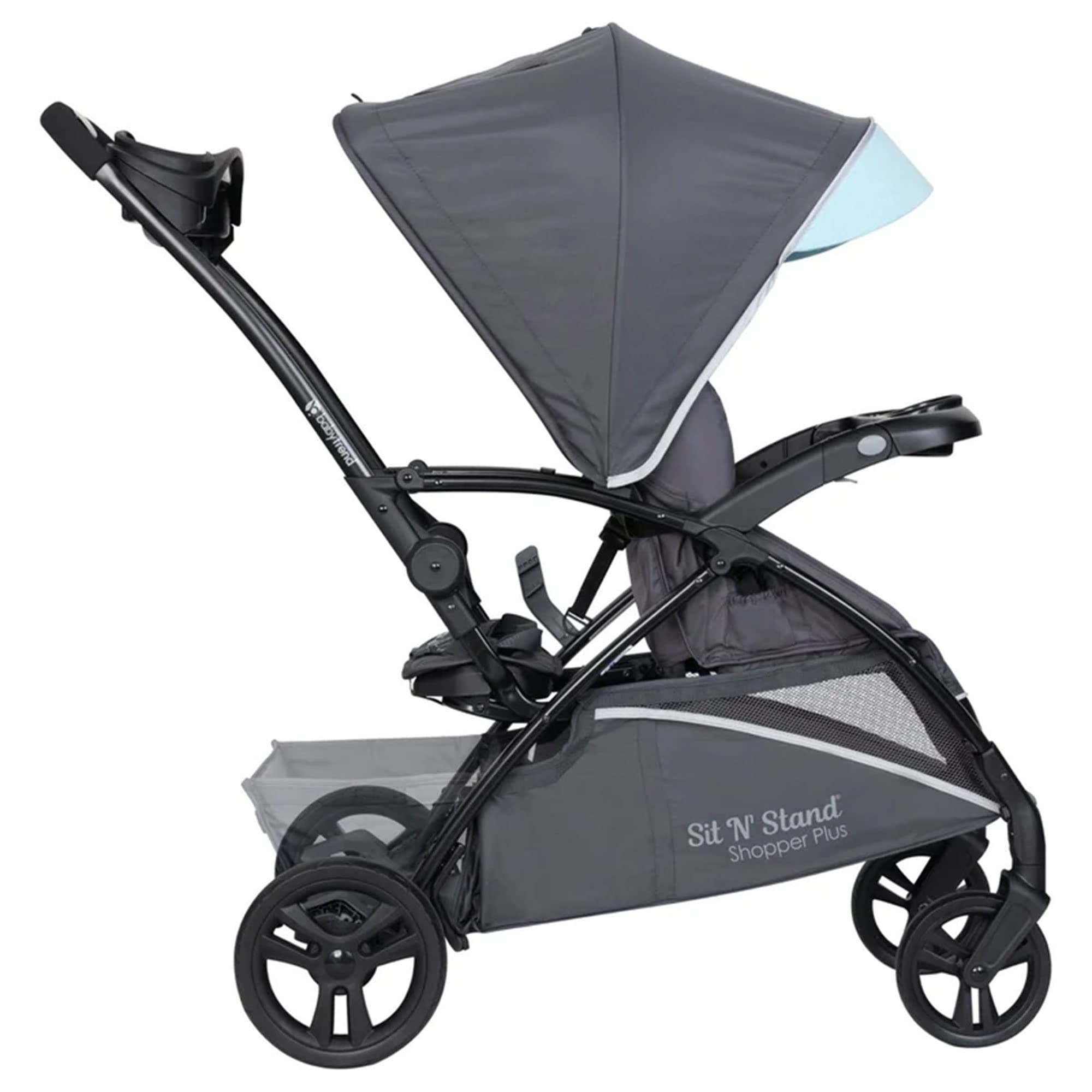 Baby Trend Sit N’ Stand® 5-in-1 Shopper Plus Stroller - Lightweight Convertible Double Stroller with Adjustable Seat & Canopy, Blue Mist | Perfect for Twins, Siblings & Shopping Trips