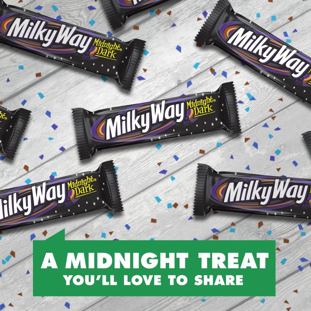 Dark Chocolate Milky Way Candy Bars Bulk Pack - 24 Full Size 1.76oz Bars | Midnight Snack, Office Treats, Halloween Candy & Party Favors