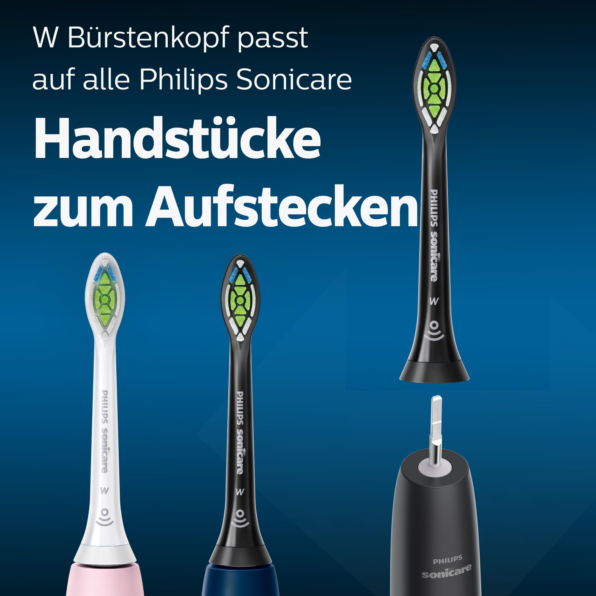 Philips Sonicare W2 Optimal White Replacement Toothbrush Heads - 4 Pack for HX Series Electric Toothbrushes | Deep Cleaning & Whitening | Perfect for Travel & Daily Oral Care