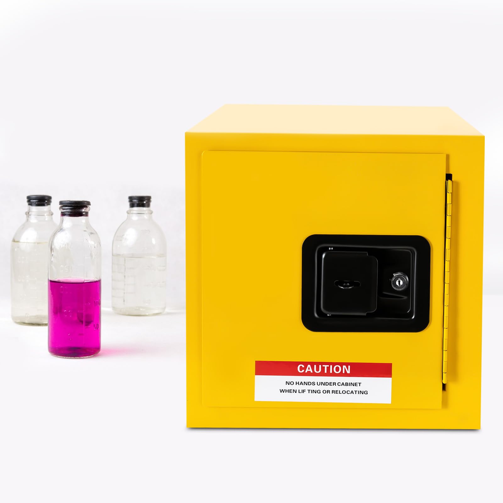 LOYALHEARTDY 2 Gallon Flammable Liquid Safety Cabinet - Yellow OSHA Compliant Storage for Chemicals, Solvents & Paint - Heavy Duty Cold Rolled Steel Construction for Garage, Workshop & Industrial Use
