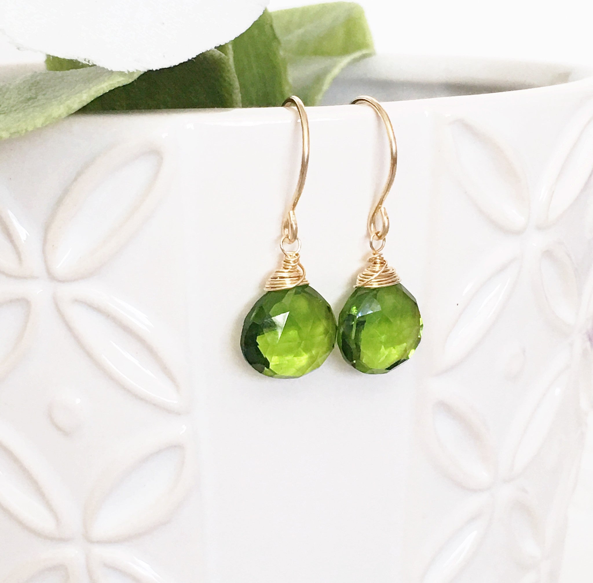 Peridot Quartz Earrings Kala E307 - Elegant Green Gemstone Jewelry for Women, Perfect for Parties, Weddings & Everyday Wear